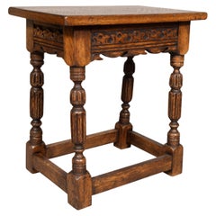 Pair Of Jacobean Style Oak Stools