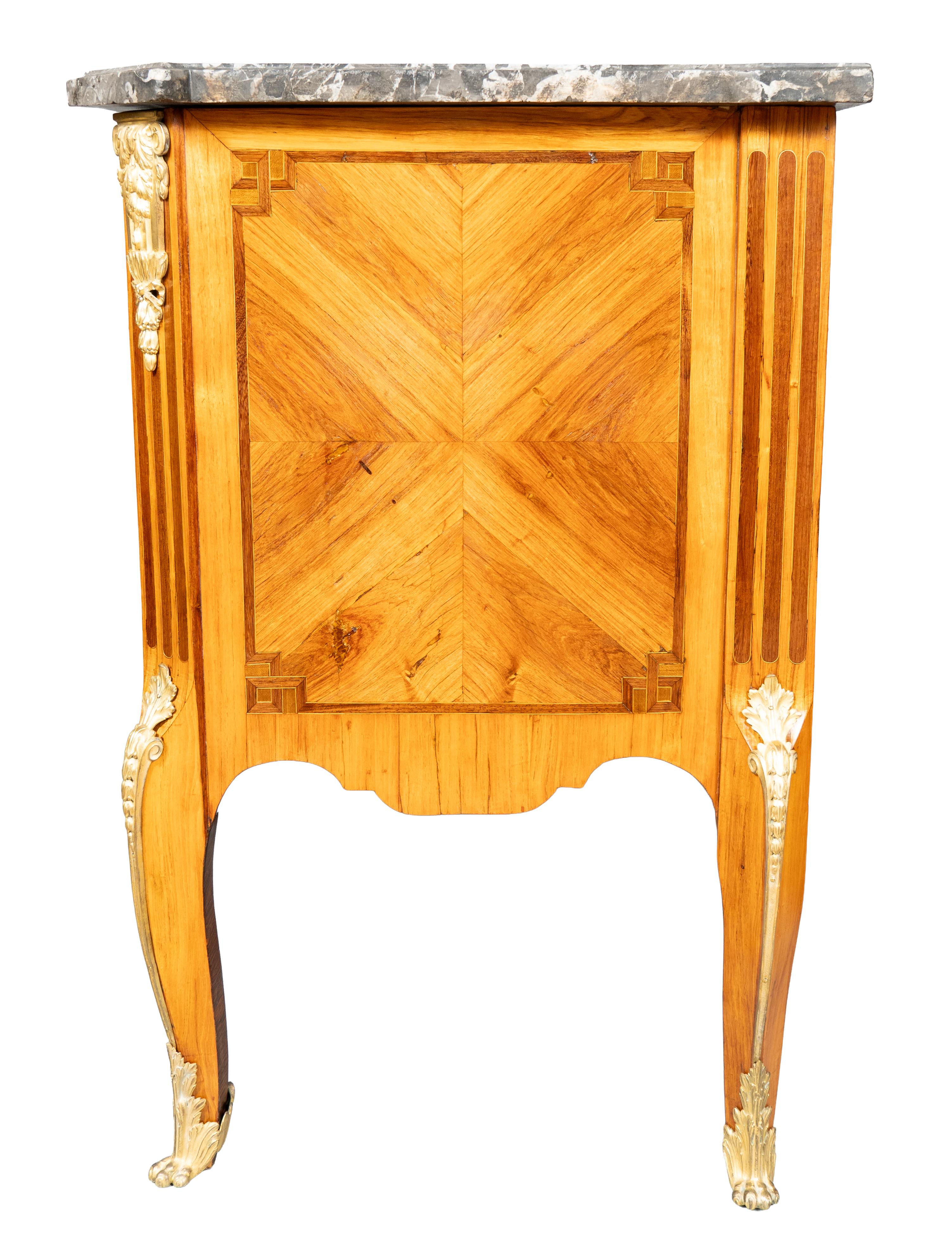 Ormolu Louis XV Transitional Tulipwood And Kingwood Commode By Boudin For Sale