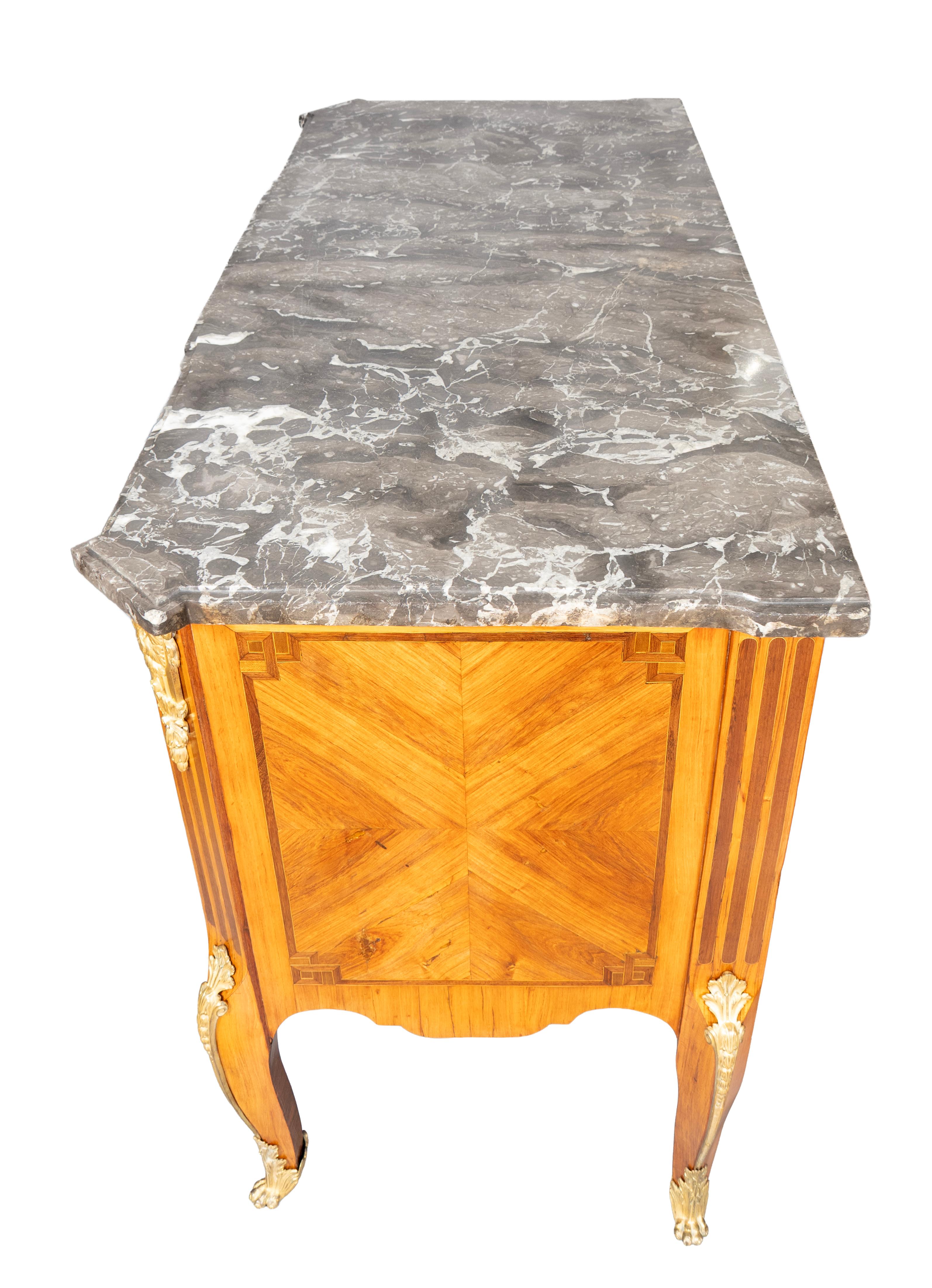 Mid-18th Century Louis XV Transitional Tulipwood And Kingwood Commode By Boudin For Sale