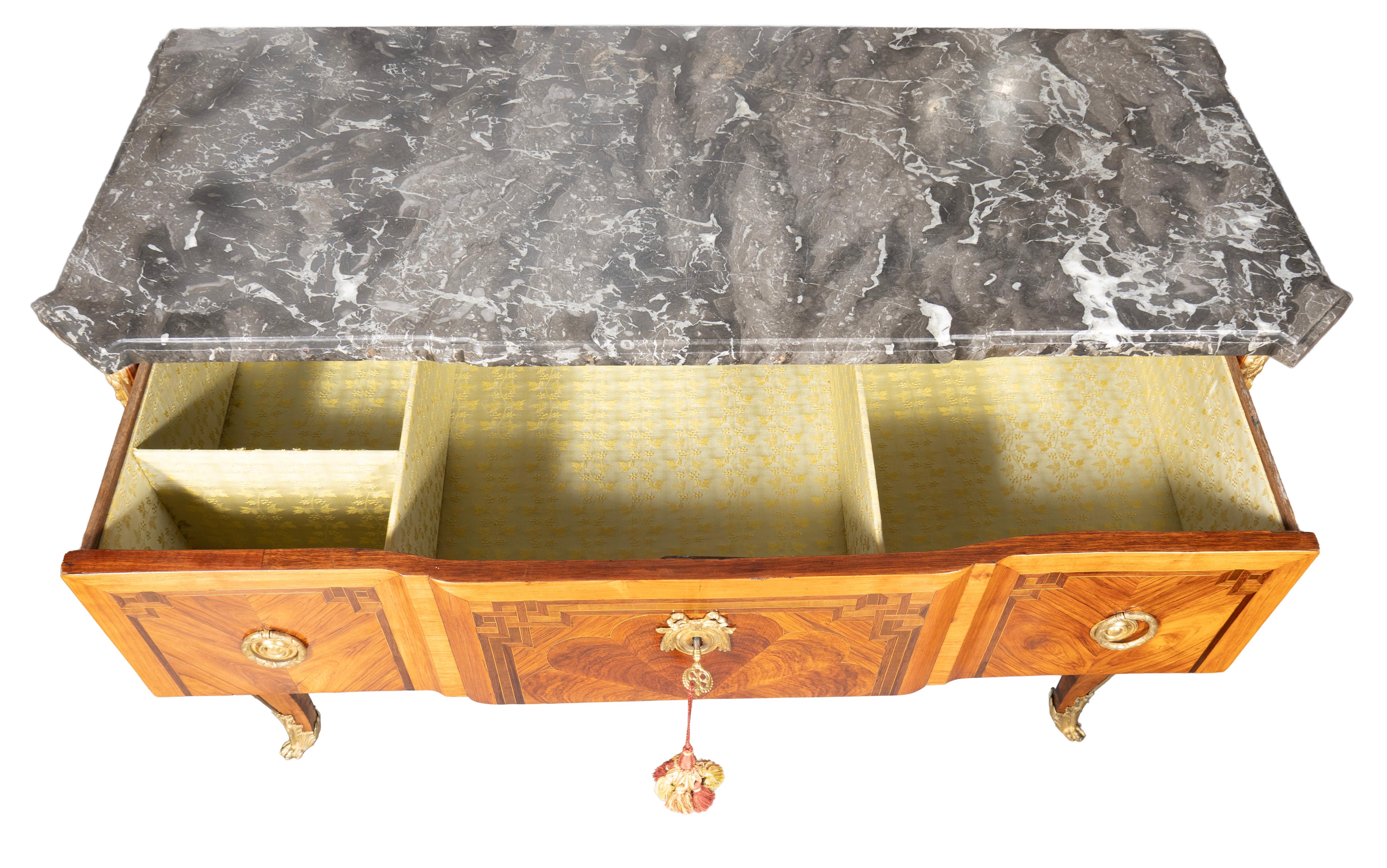 French Louis XV Transitional Tulipwood And Kingwood Commode By Boudin For Sale