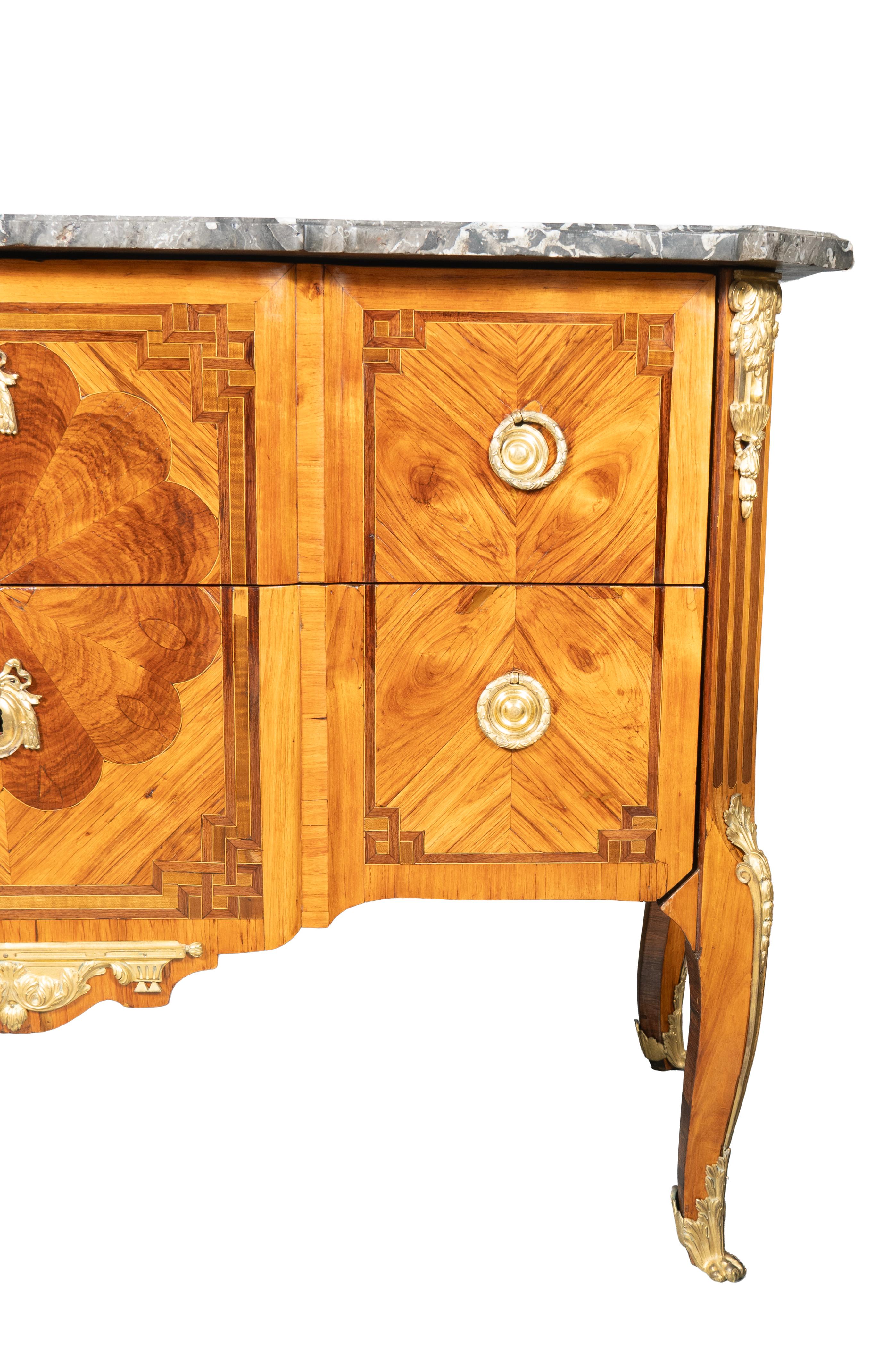 Louis XV Transitional Tulipwood And Kingwood Commode By Boudin For Sale 2