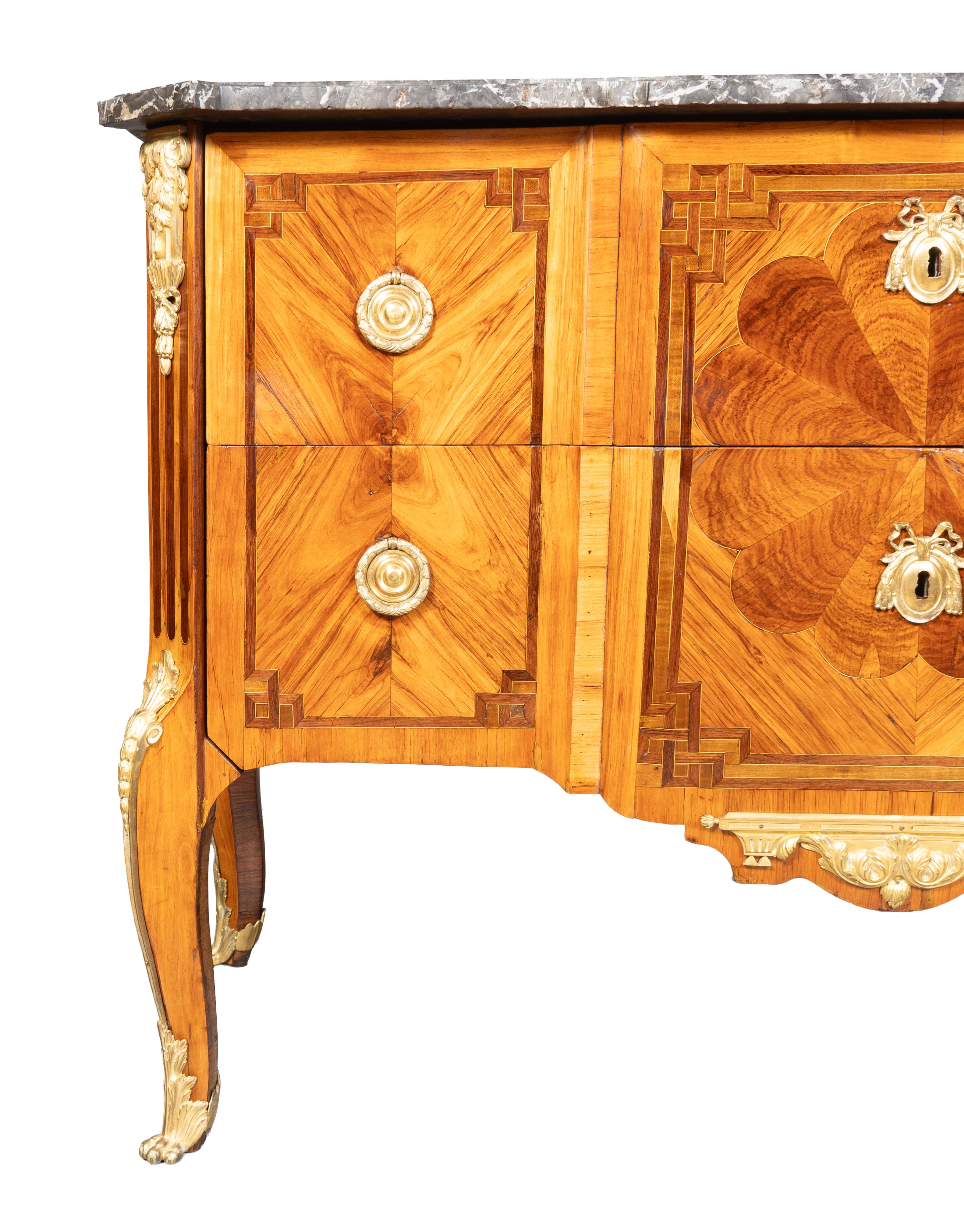 Louis XV Transitional Tulipwood And Kingwood Commode By Boudin For Sale 5