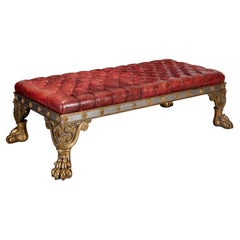 Regency Style Bronze And Steel Leather Top Bench