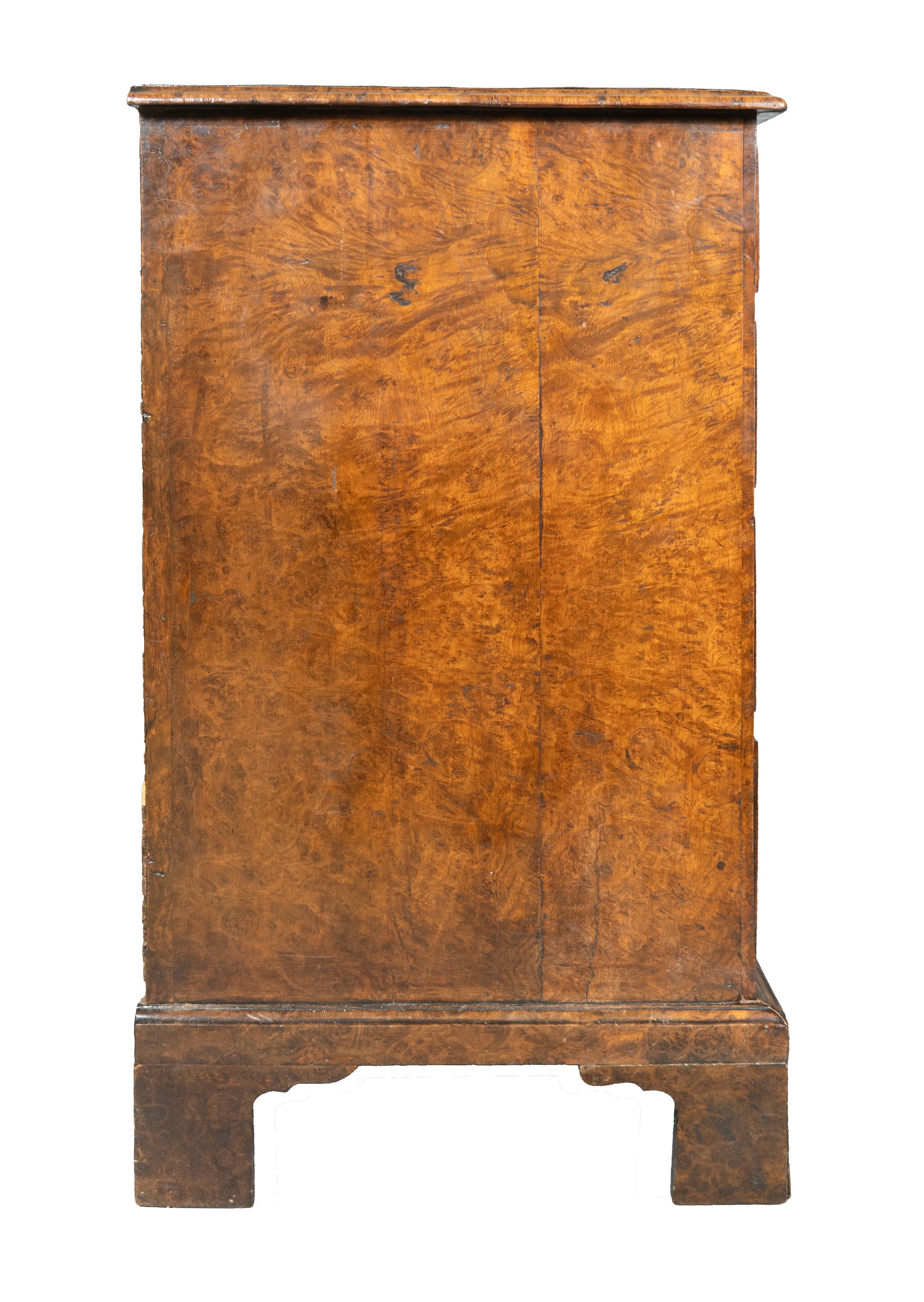 English George II Burl Walnut Chest Of Drawers For Sale