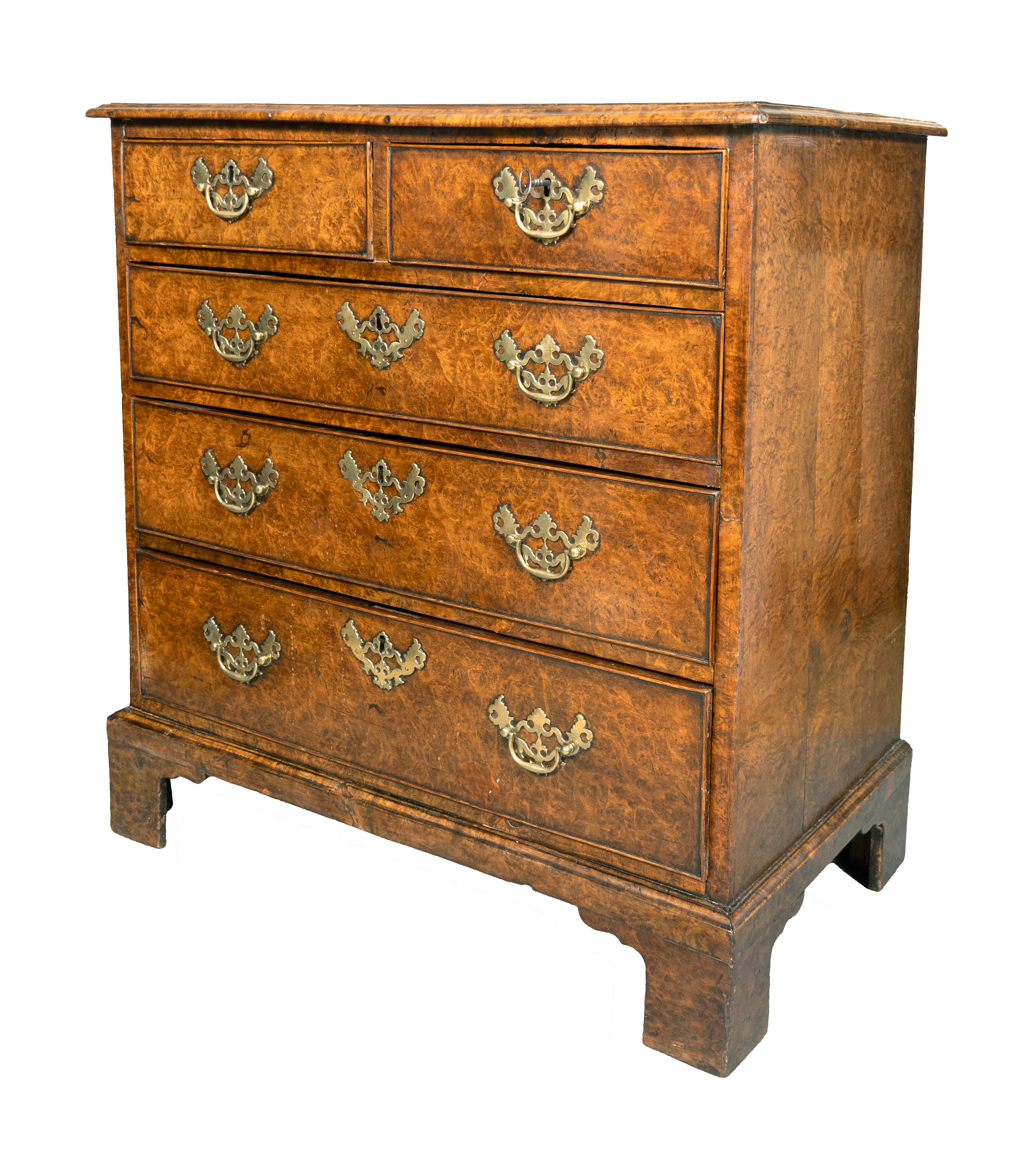 Mid-18th Century George II Burl Walnut Chest Of Drawers For Sale