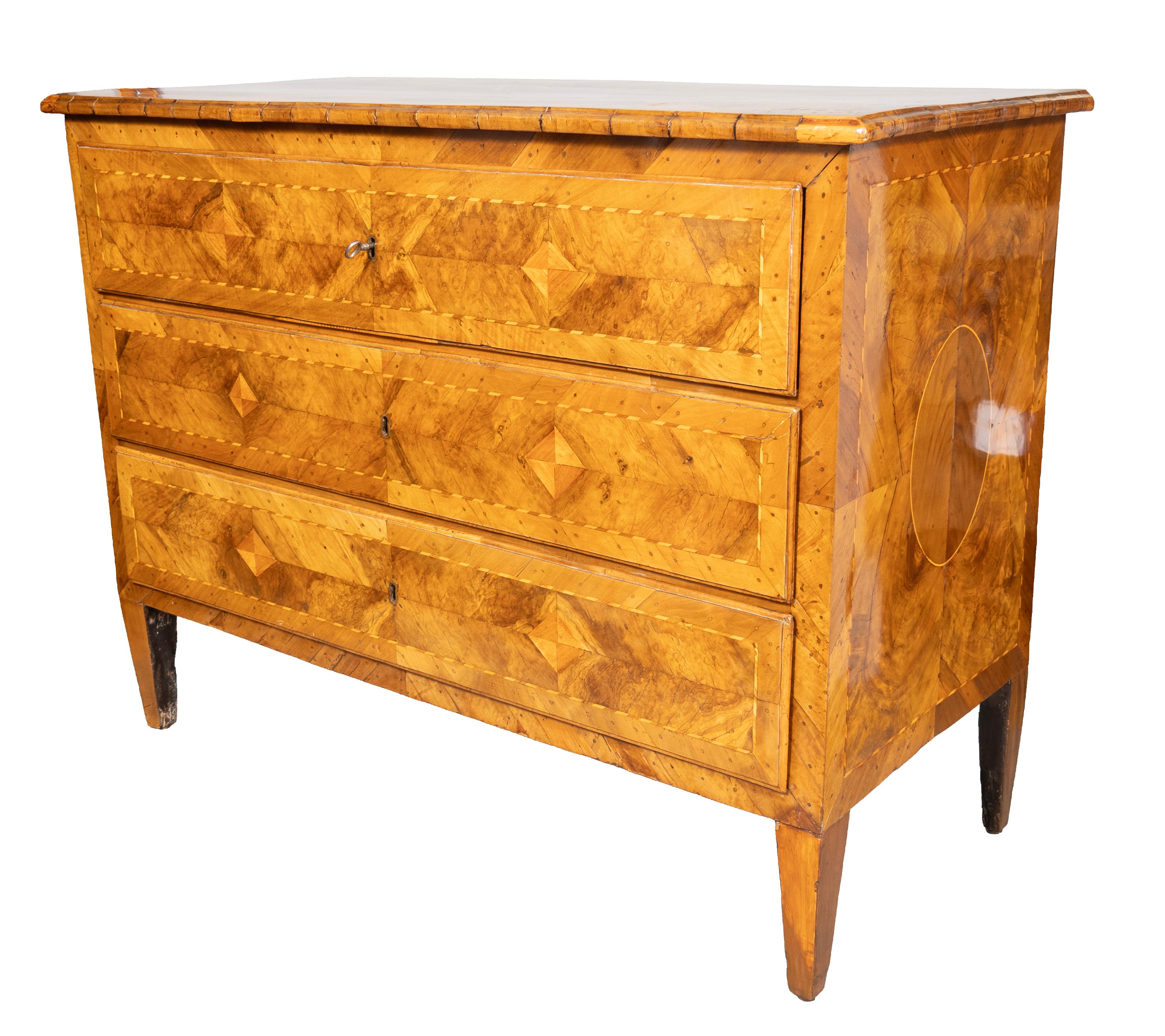 Italian Neoclassic Walnut Commode For Sale 1