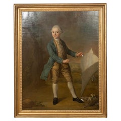 Georgian Portrait Painting Of A Boy Holding A Kite