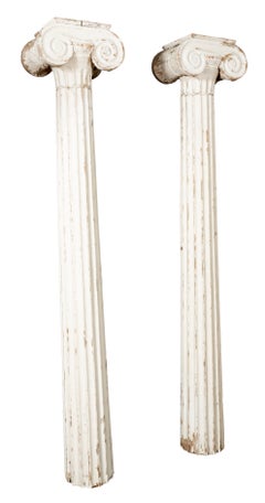 Pair of American Classical Carved And Painted Pine Ionic Columns