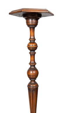 Pair of William And Mary Style Burl Walnut Candlestands