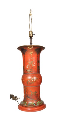 Berlinware Scarlet Cold Painted Vase In The Chinese Style Mounted As A Lamp