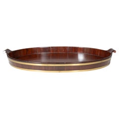 Large Regency Mahogany And Brass Banded Oyster Tray