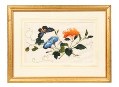Set Of Six Chinese Export Framed Pith Paper Watercolor Botanicals
