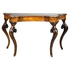 Pair Of Italian Rococo Walnut And Inlaid Console Tables