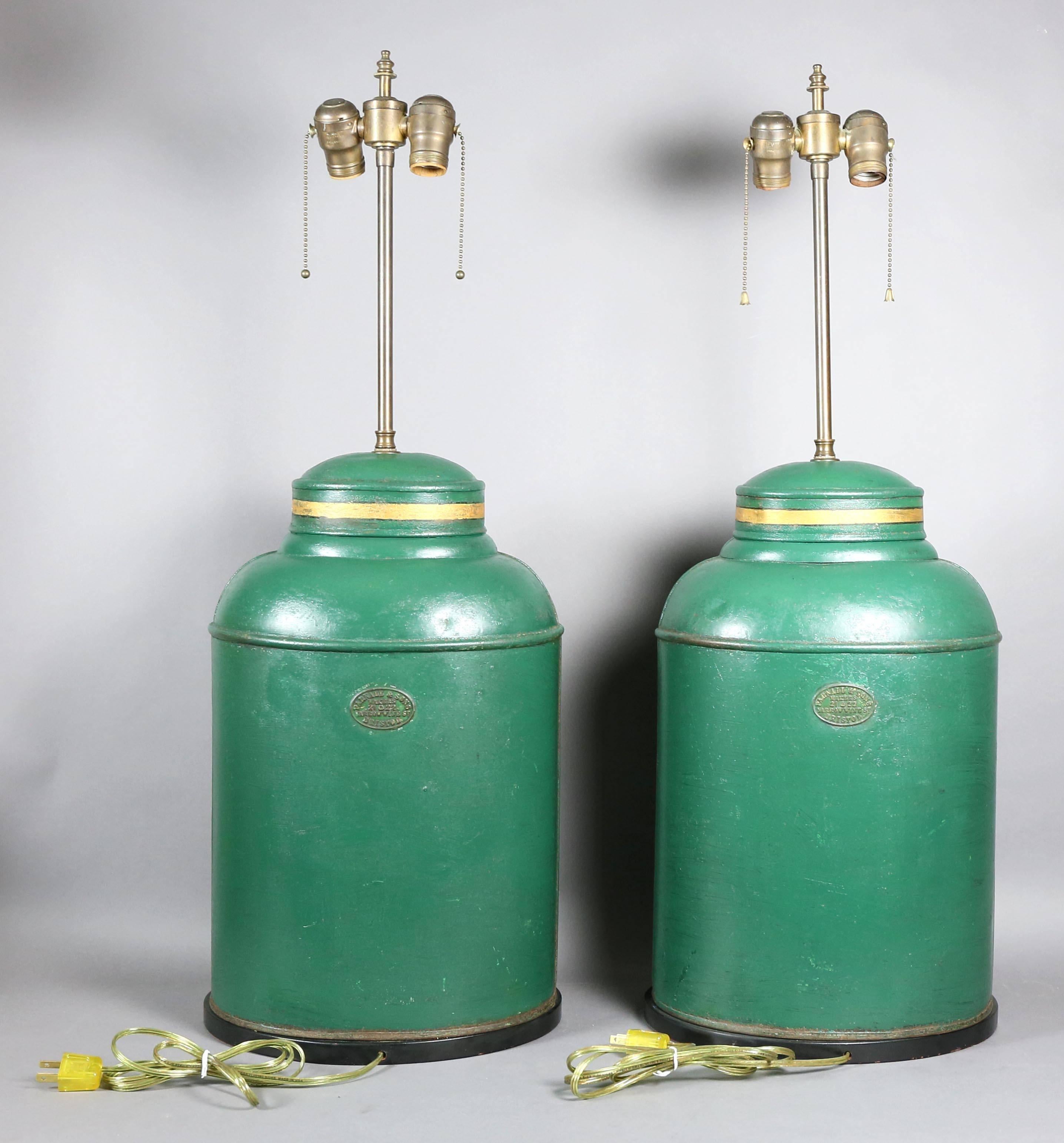 Other Pair of Victorian Tole Tea Canister Table Lamps