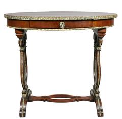 Tavolo neoclassico russo in mogano e ottone