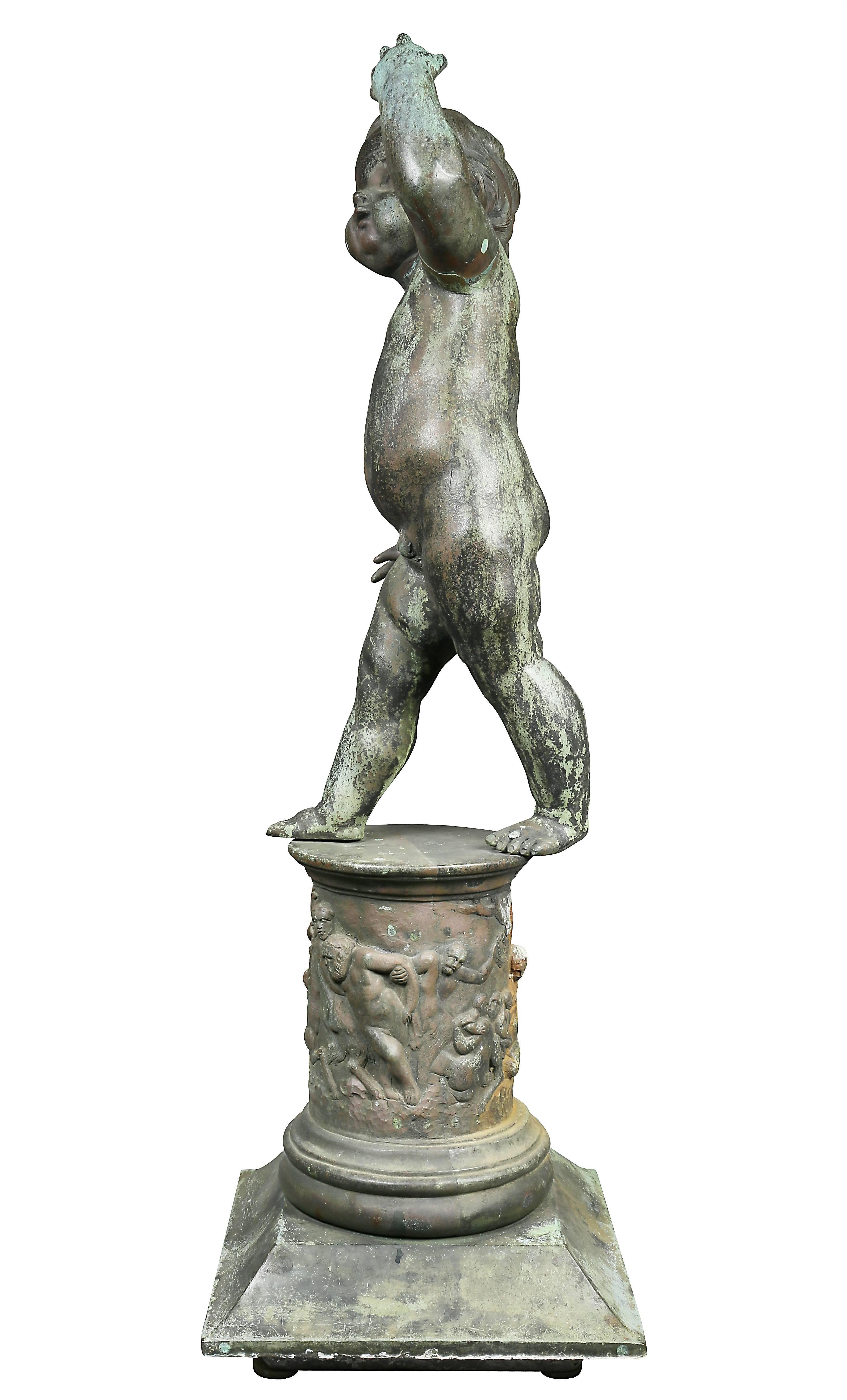 European Vertigris Bronze Figure of a Cherub on Base 2