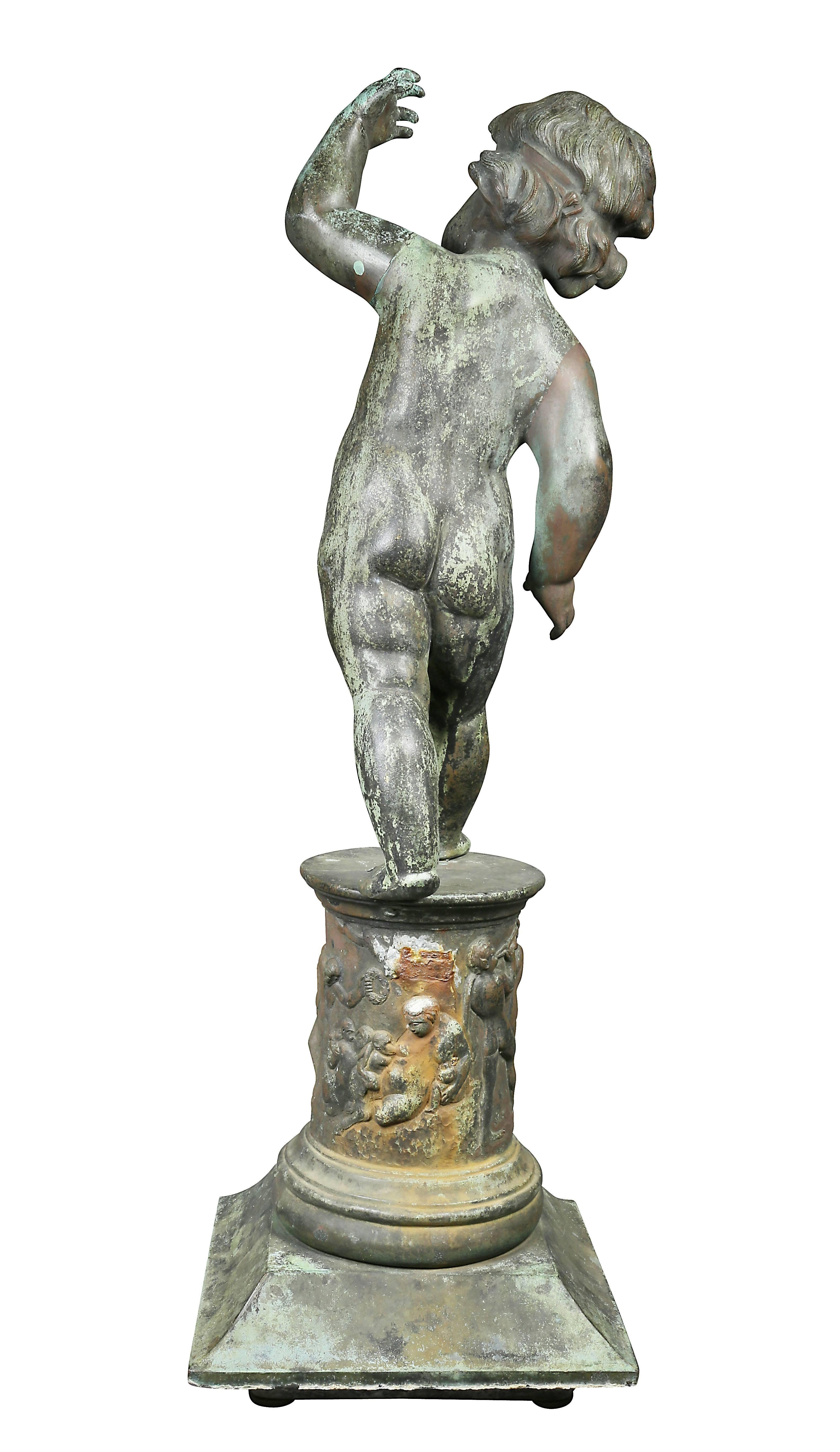 European Vertigris Bronze Figure of a Cherub on Base 4
