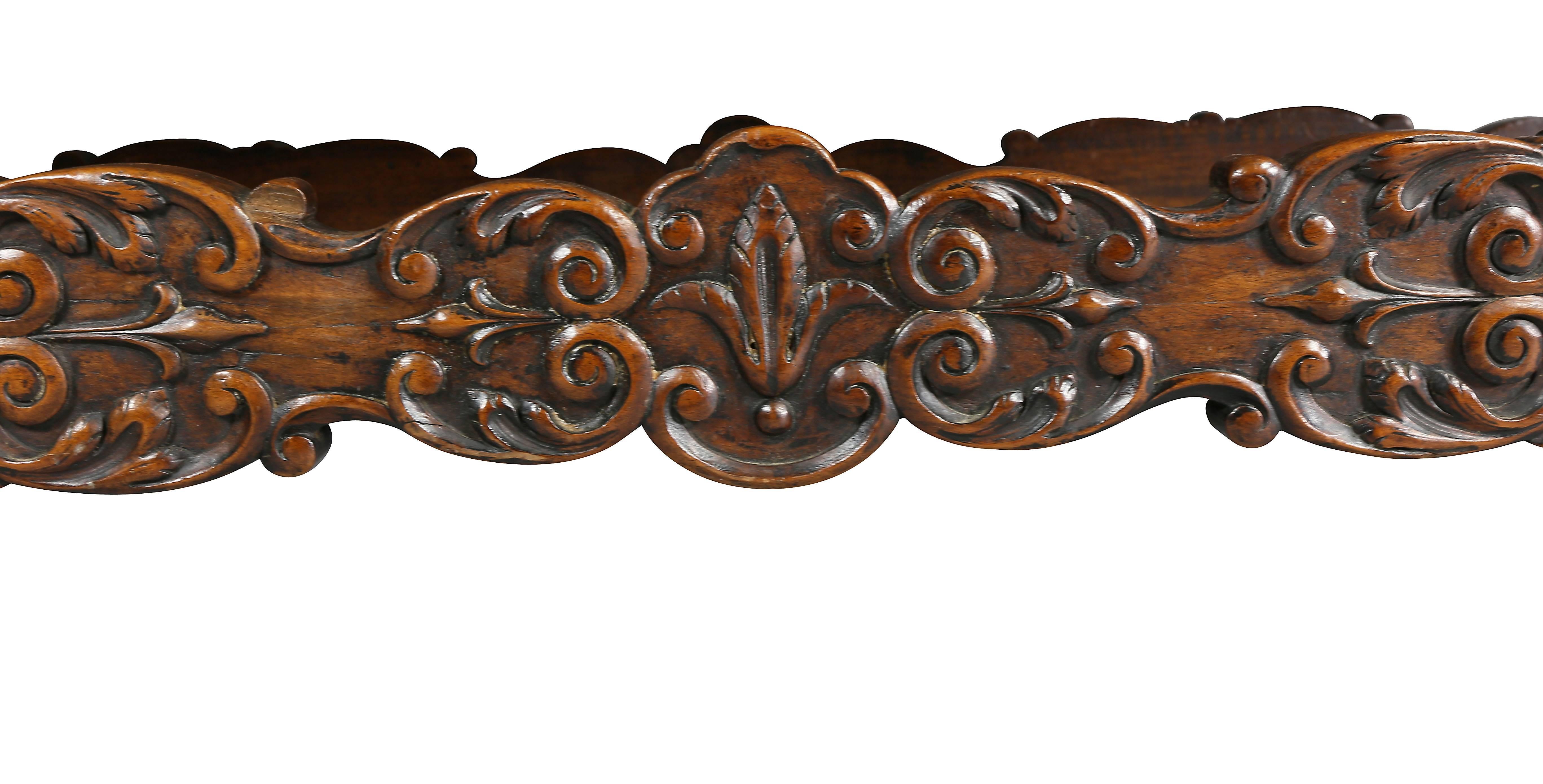 French Carved Walnut Bench In Good Condition In Essex, MA