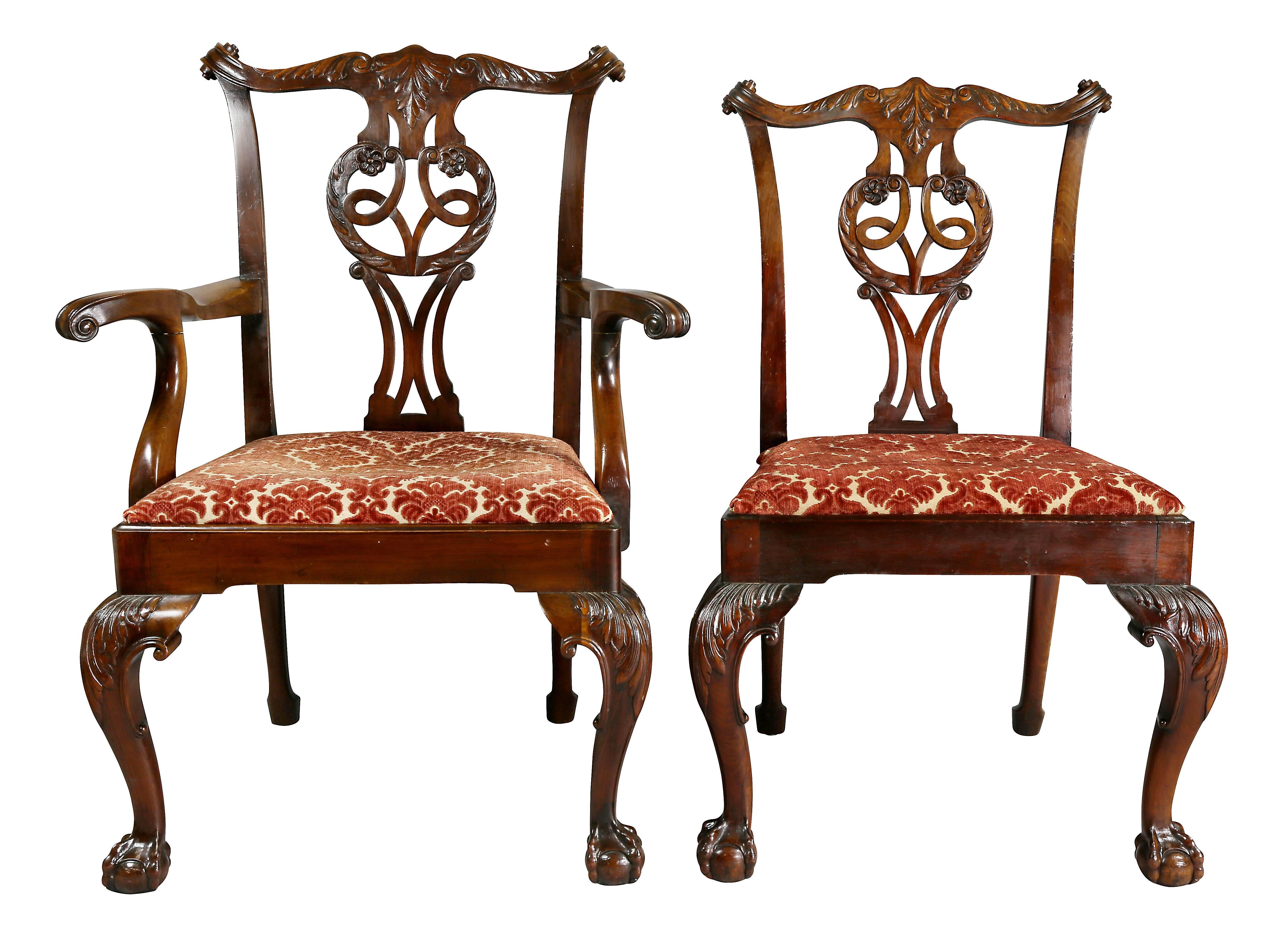 Grande-Bretagne (UK) Ensemble de huit chaises de salle à manger en acajou de style George III Waring And Gillow en vente