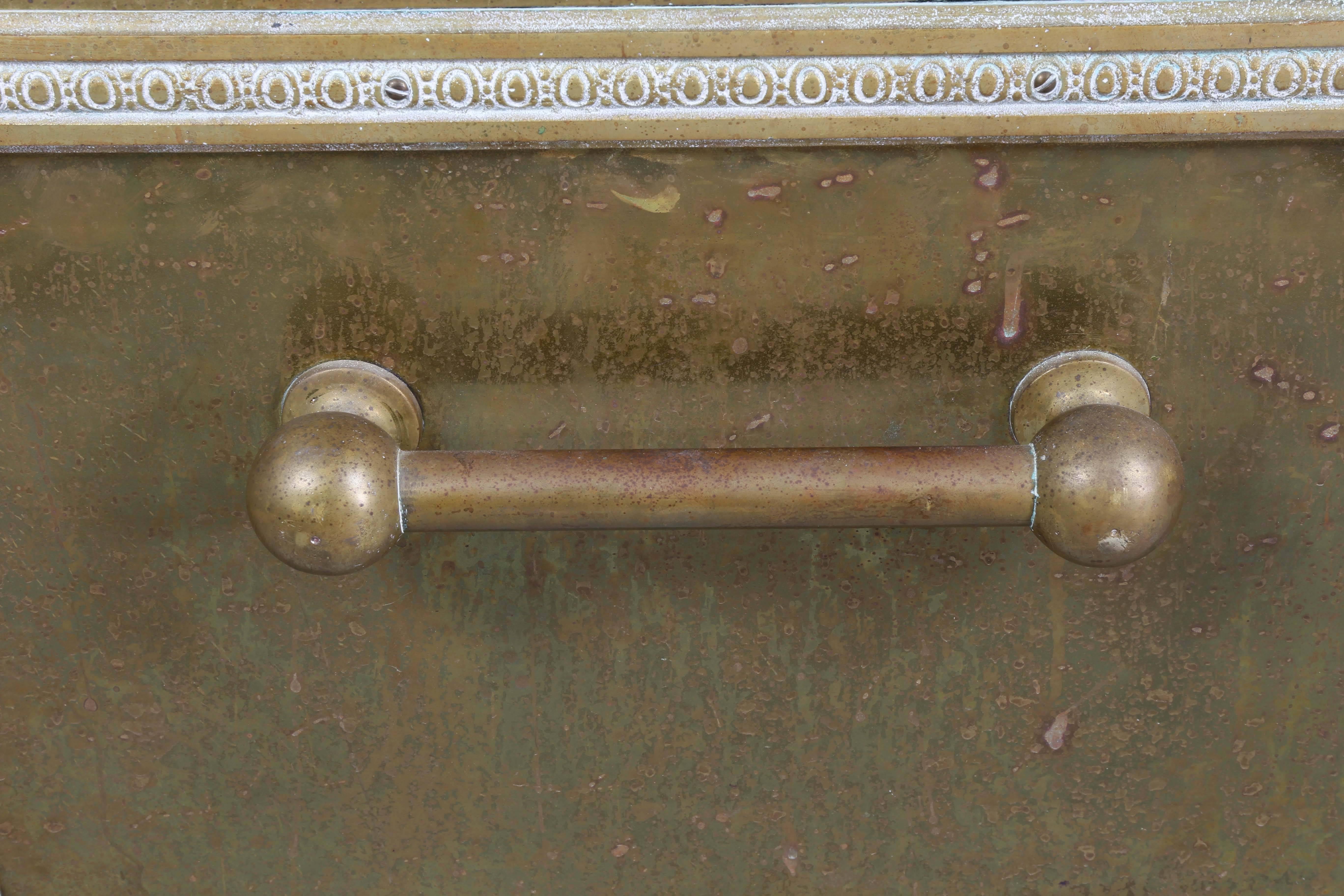 19th Century Large Victorian Brass Wood Bin or Planter