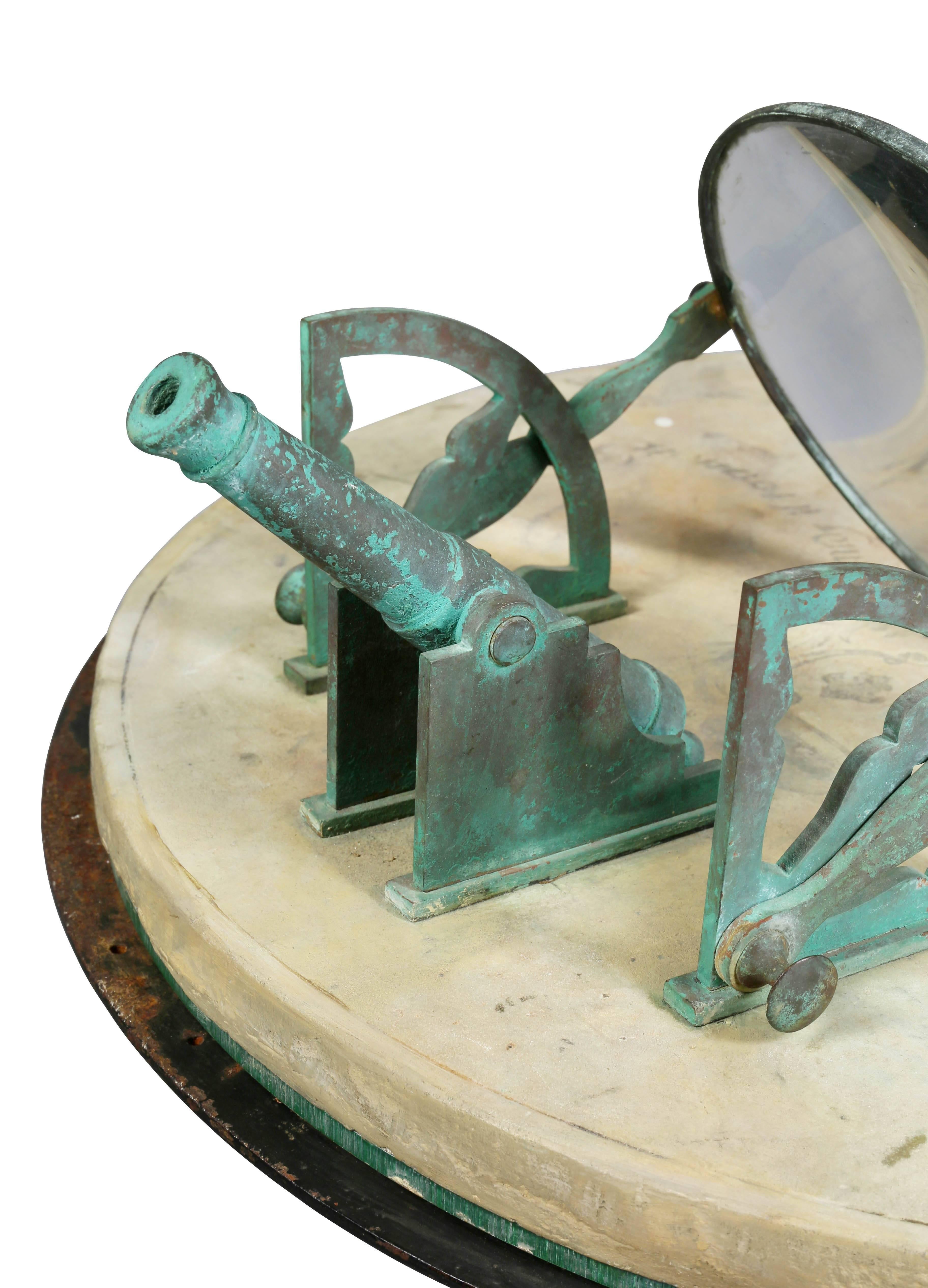 French Bronze and Marble Cannon Sundial 1