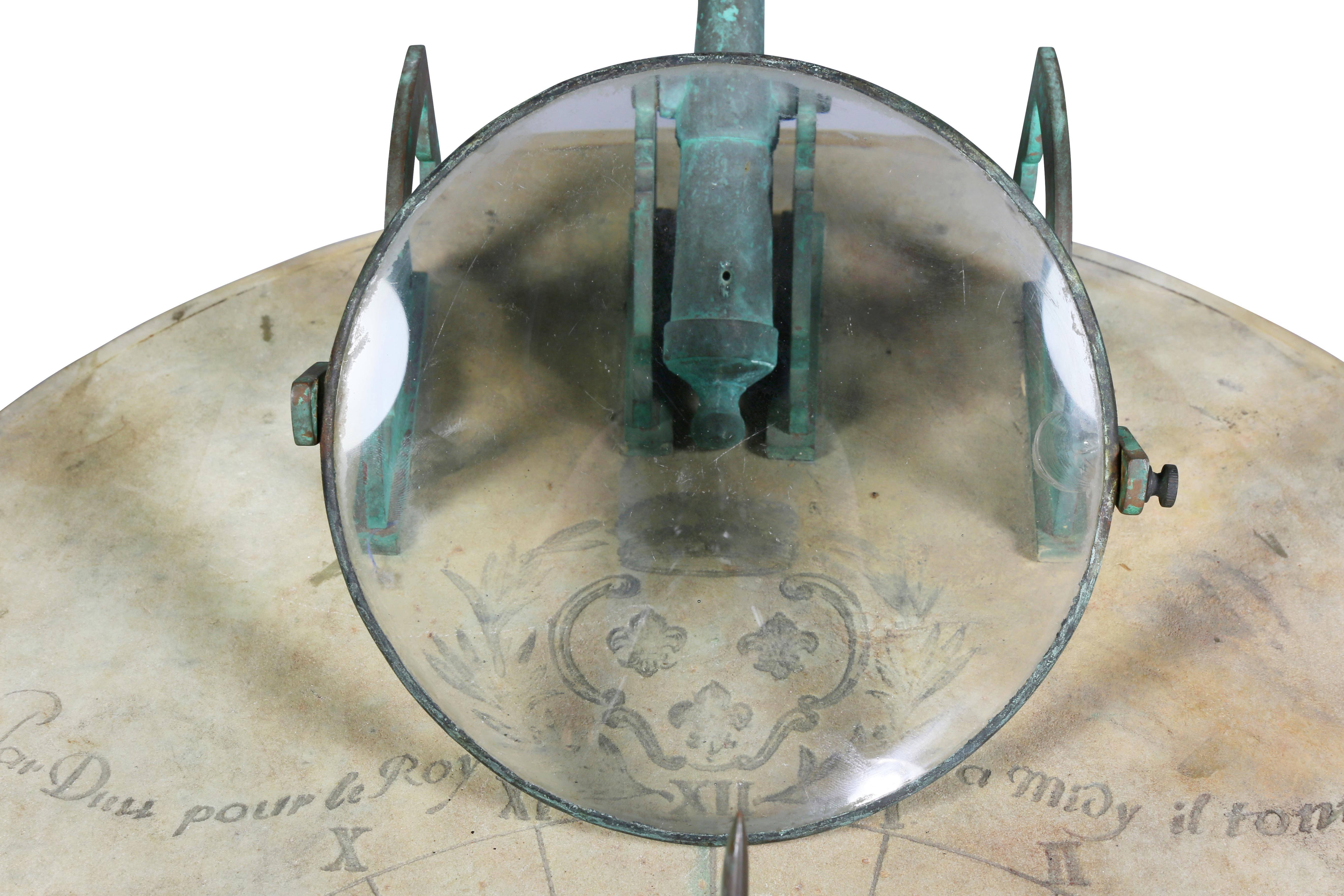 French Bronze and Marble Cannon Sundial 4