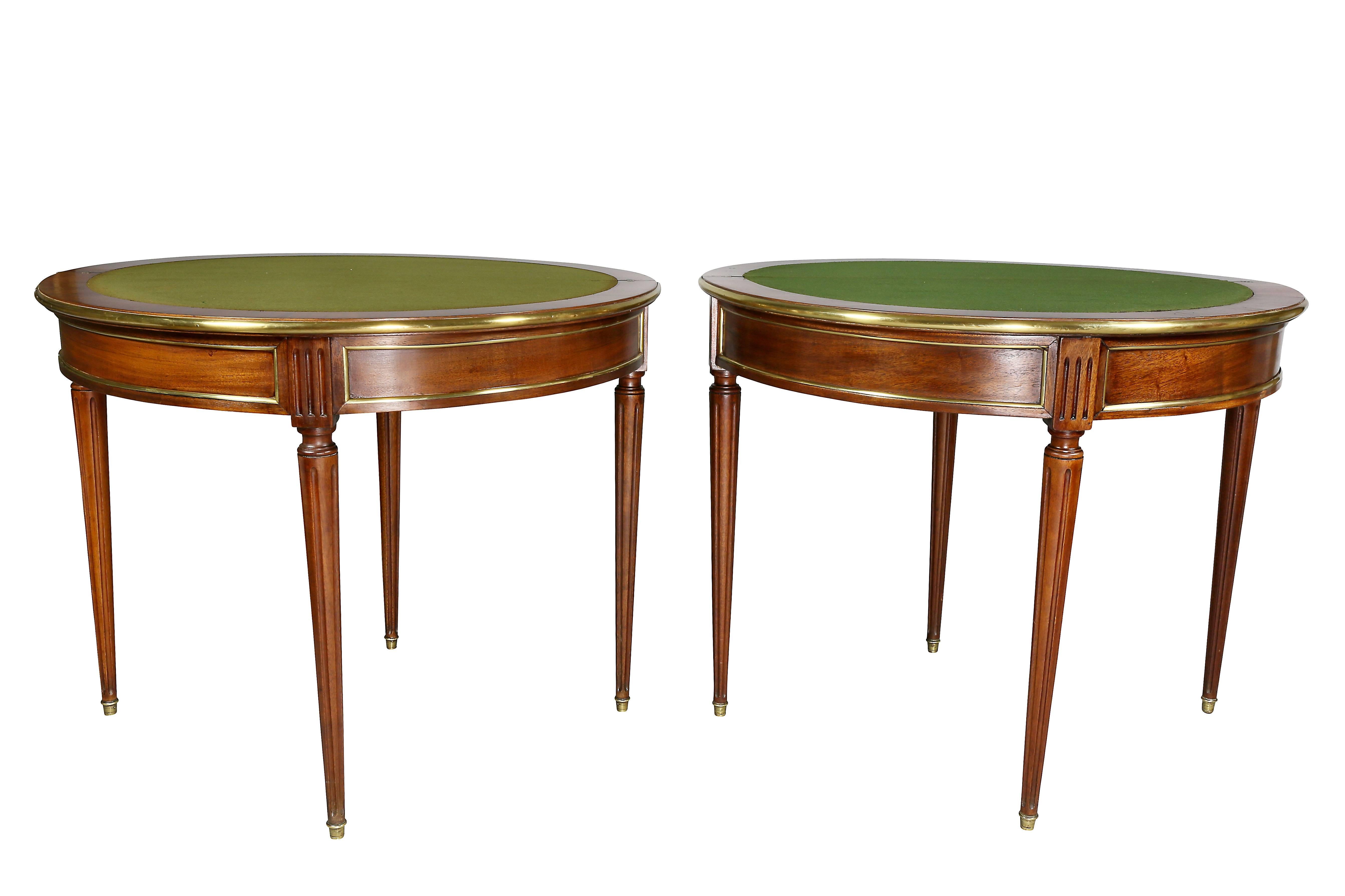 Late 19th Century Pair of Directoire Style Mahogany and Brass-Mounted Console/Games Tables