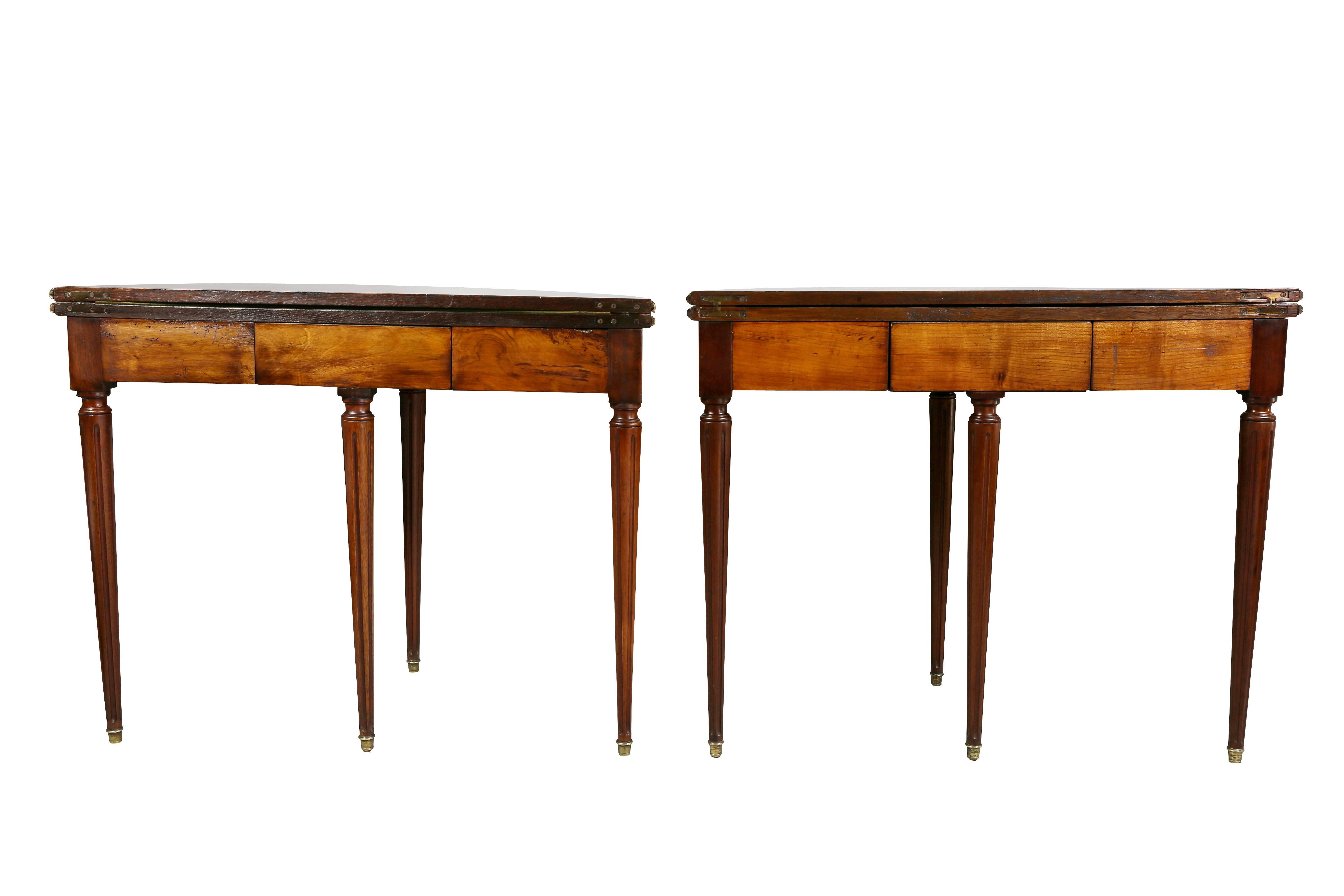 Pair of Directoire Style Mahogany and Brass-Mounted Console/Games Tables 5