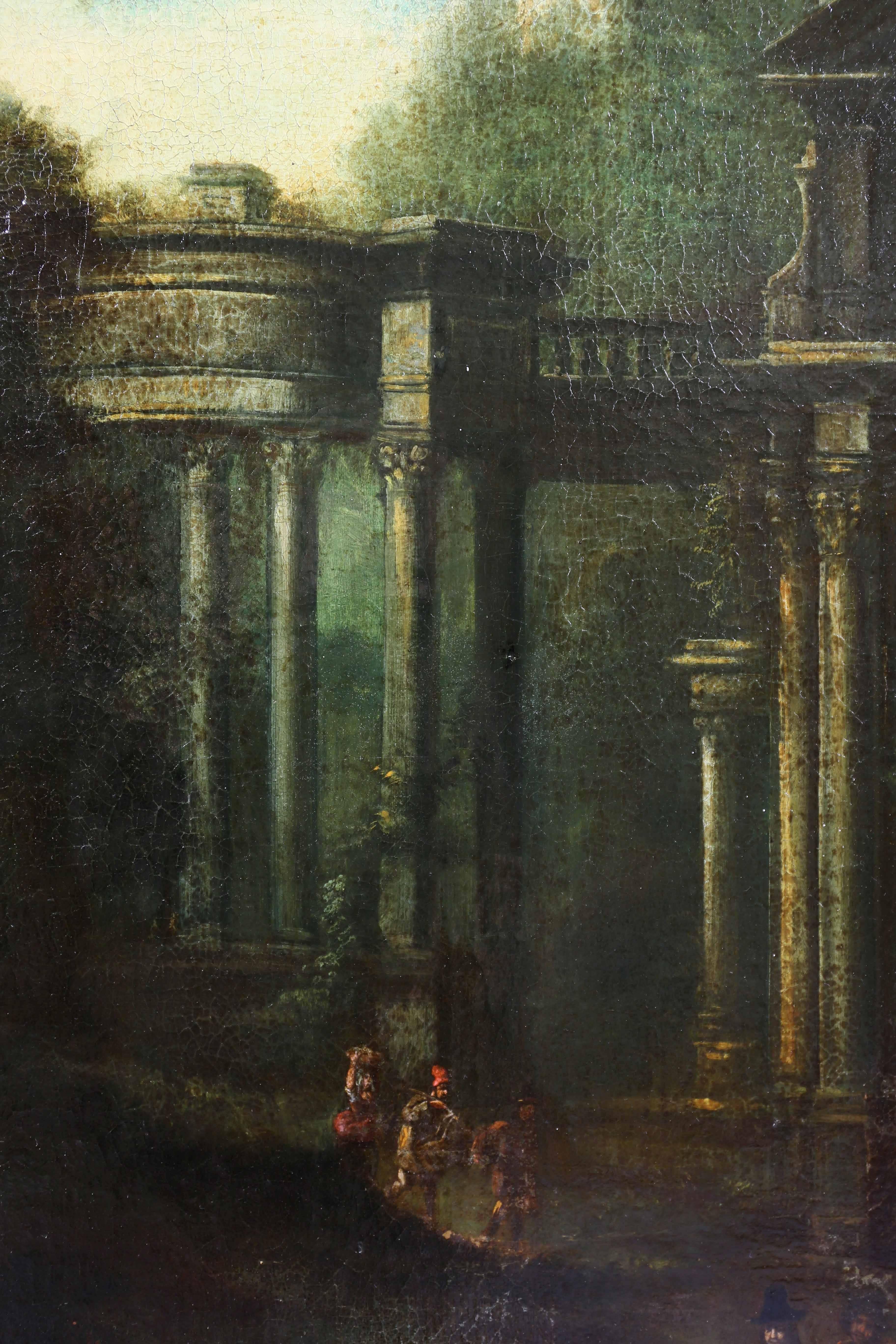 European Flemish Oil on Canvas Capriccio by John Miel