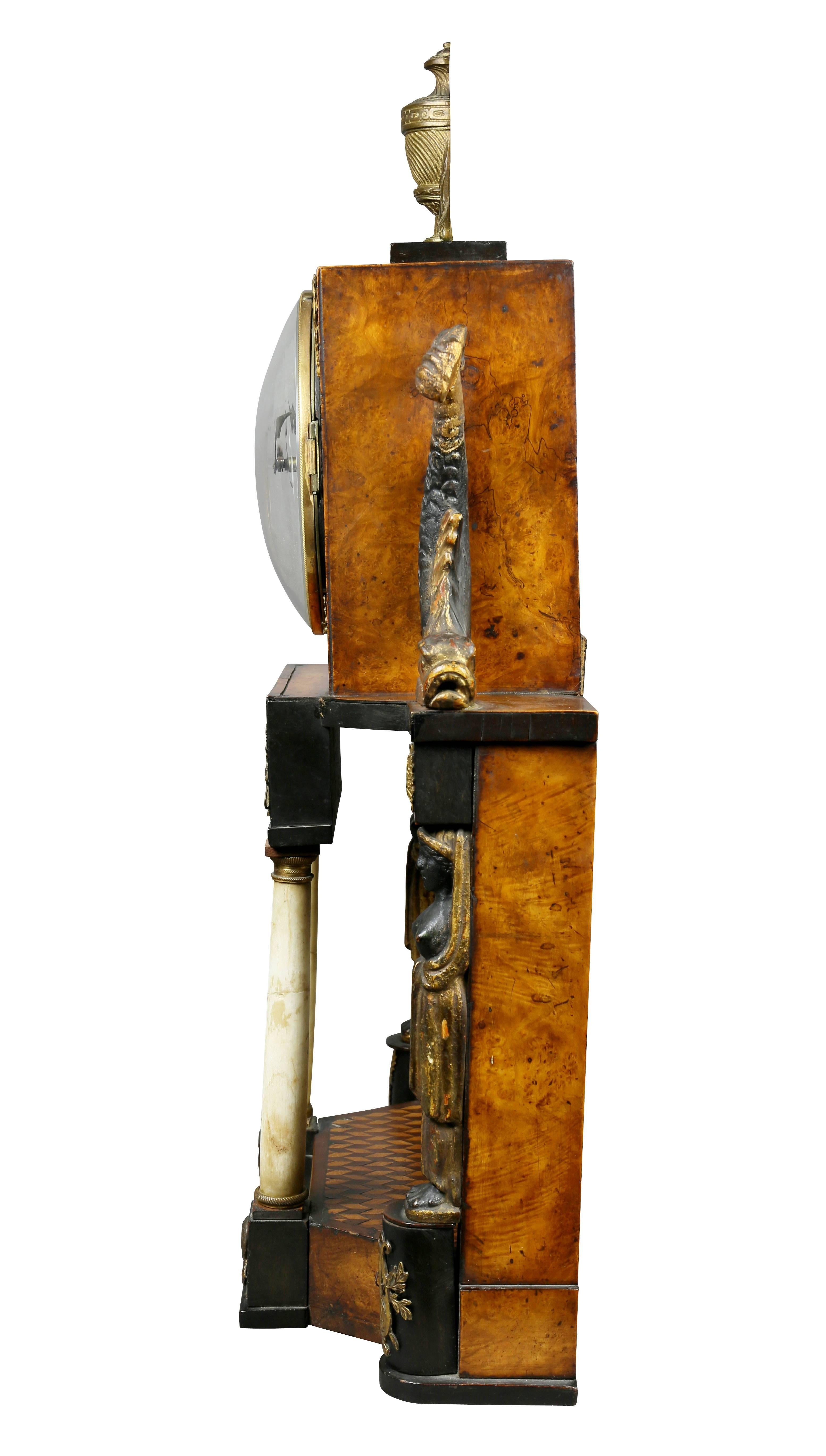 Biedermeier Fruitwood and Ebonized Mantle Clock 3