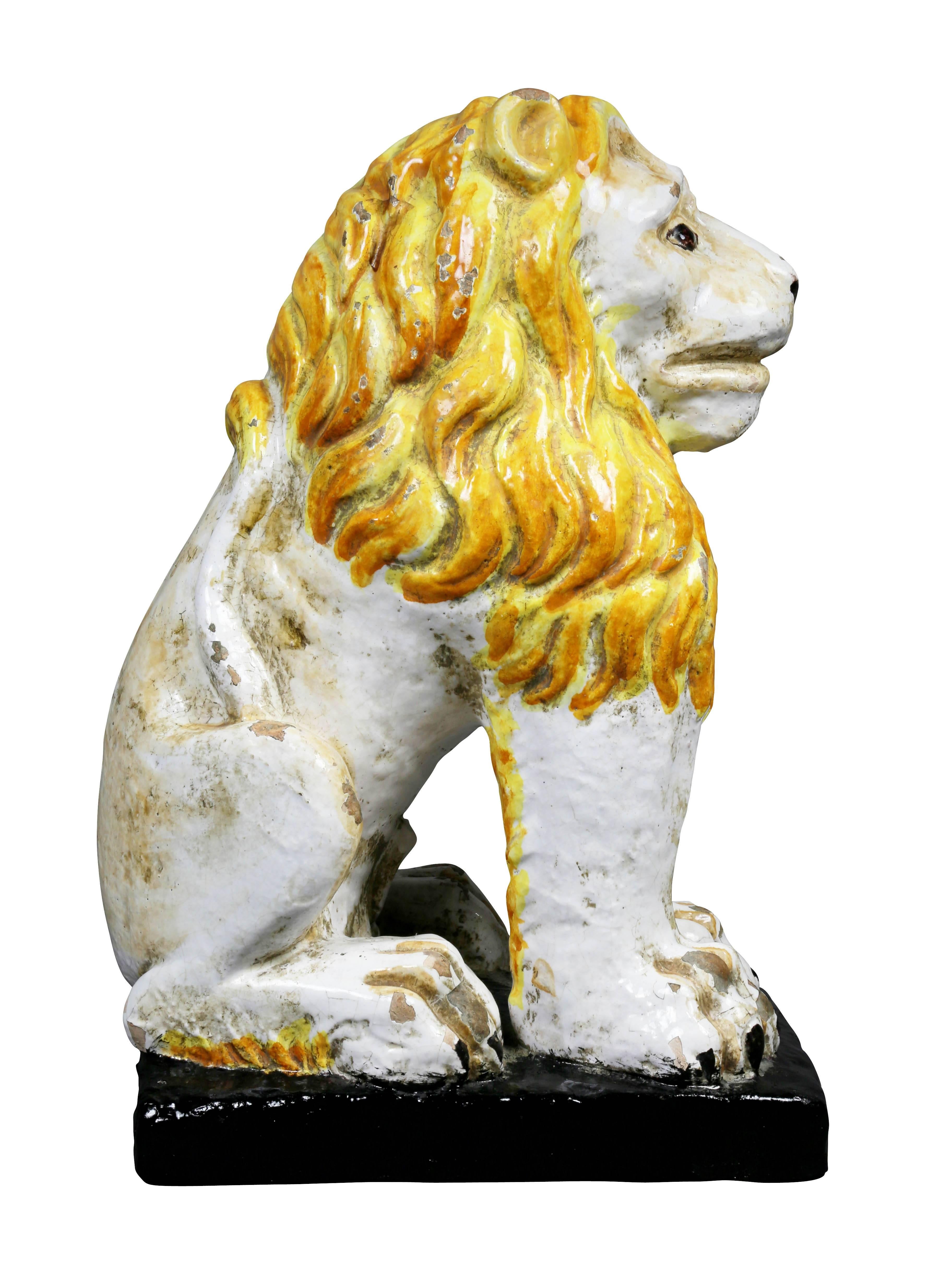 European Italian Majolica Figure of a Lion