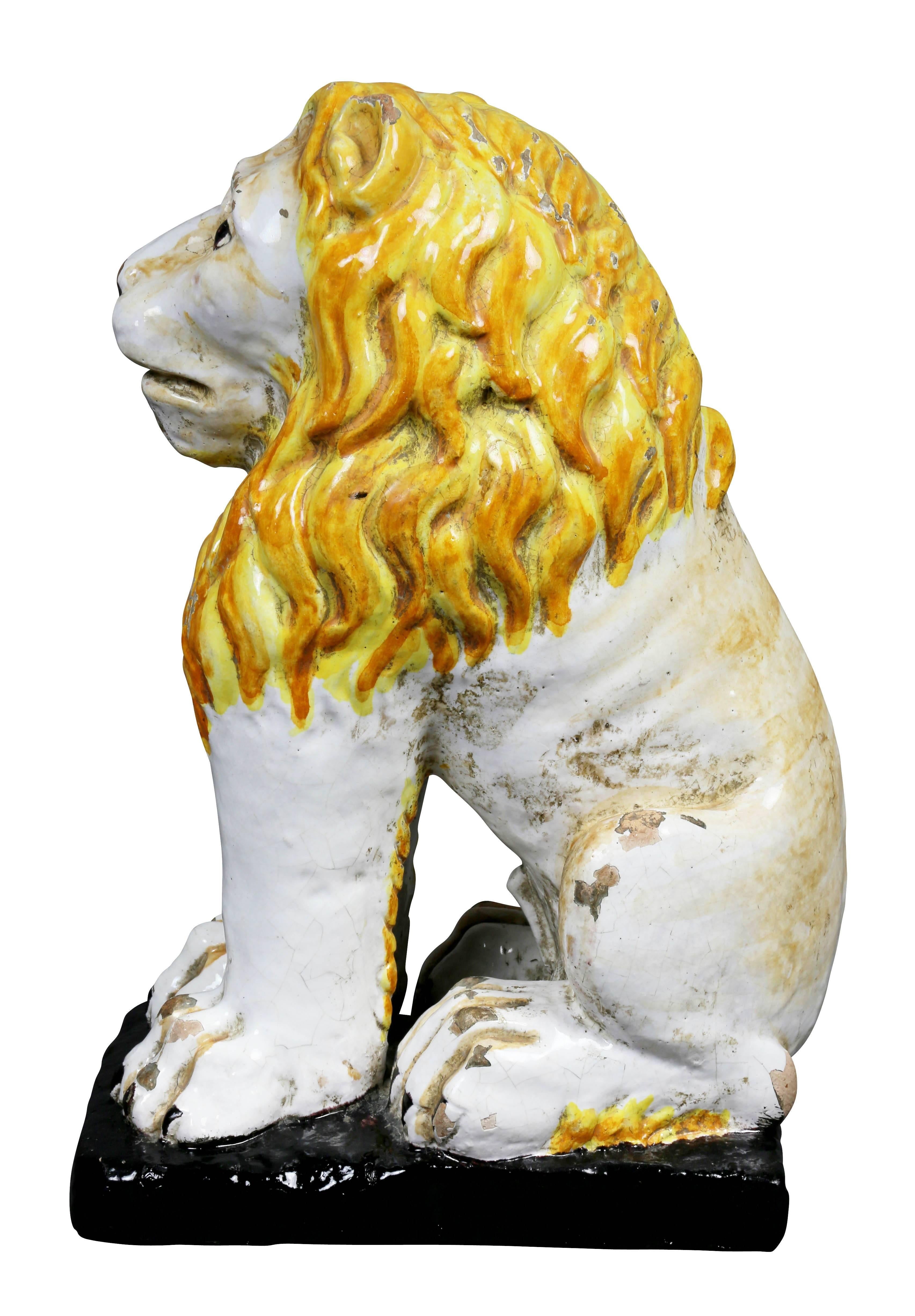 18th Century Italian Majolica Figure of a Lion