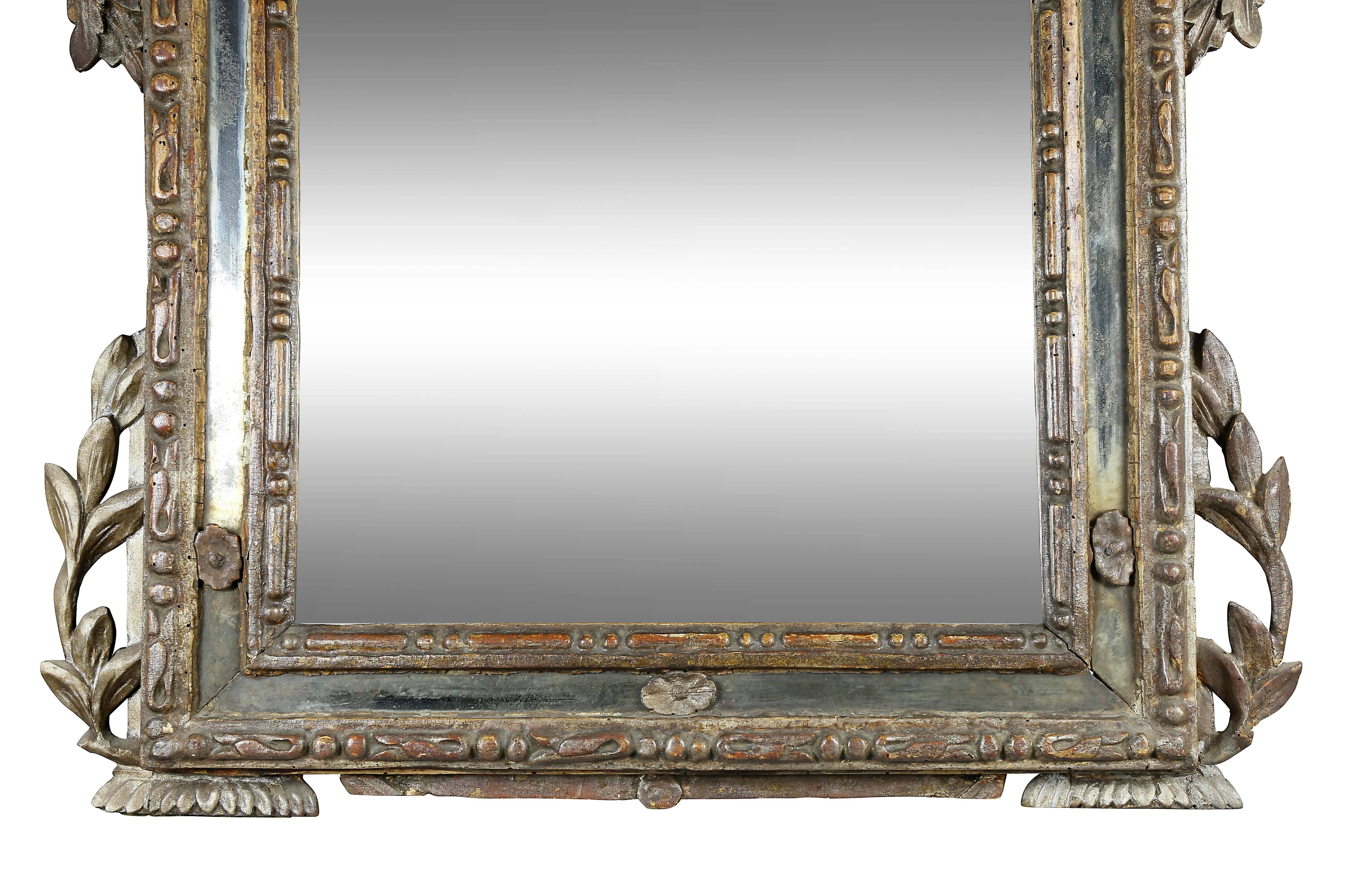 Italian Neoclassic Silver Gilt Mirror In Good Condition In Essex, MA