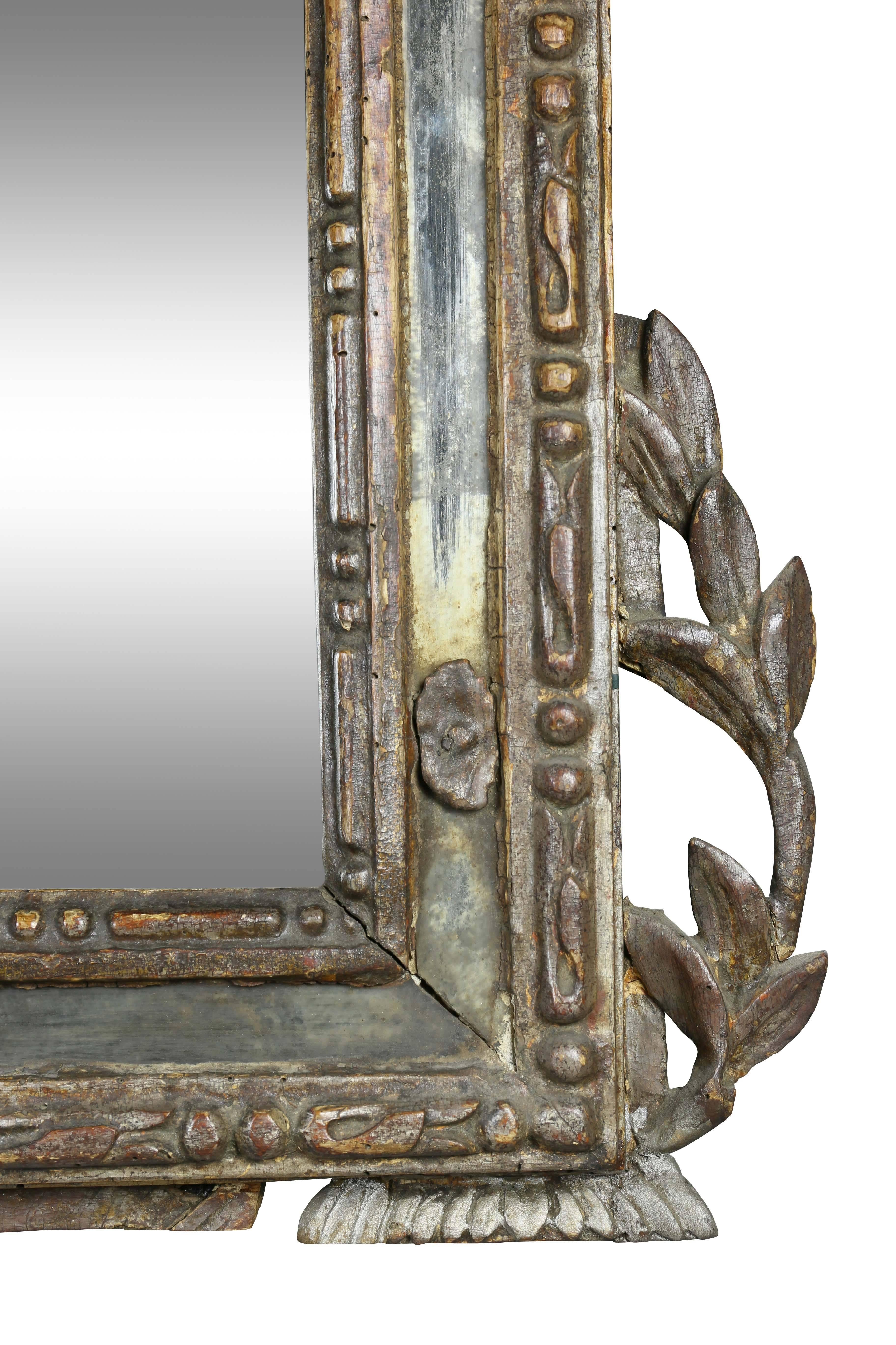 18th Century Italian Neoclassic Silver Gilt Mirror
