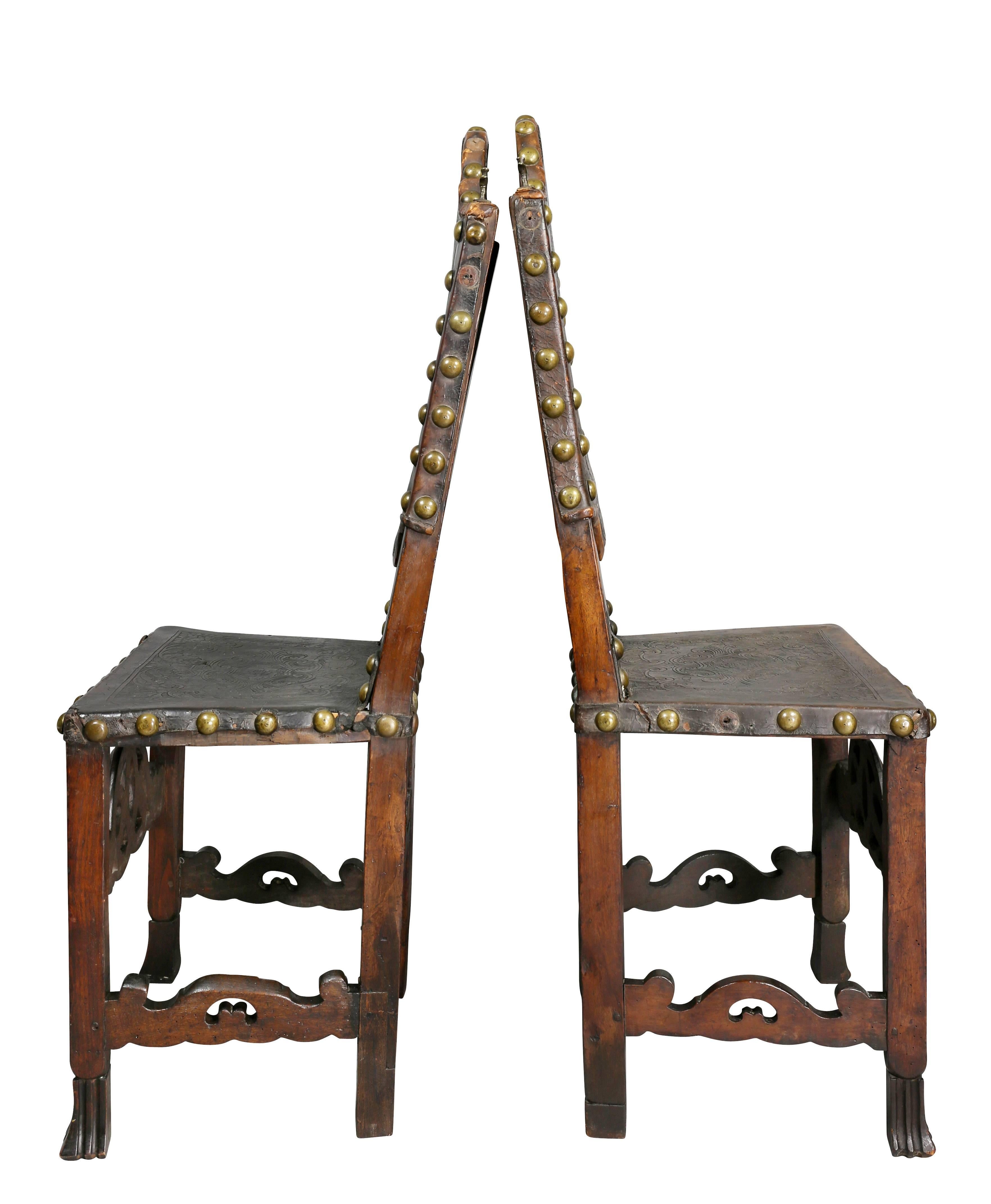Pair of Portuguese Baroque Walnut Side Chairs 3