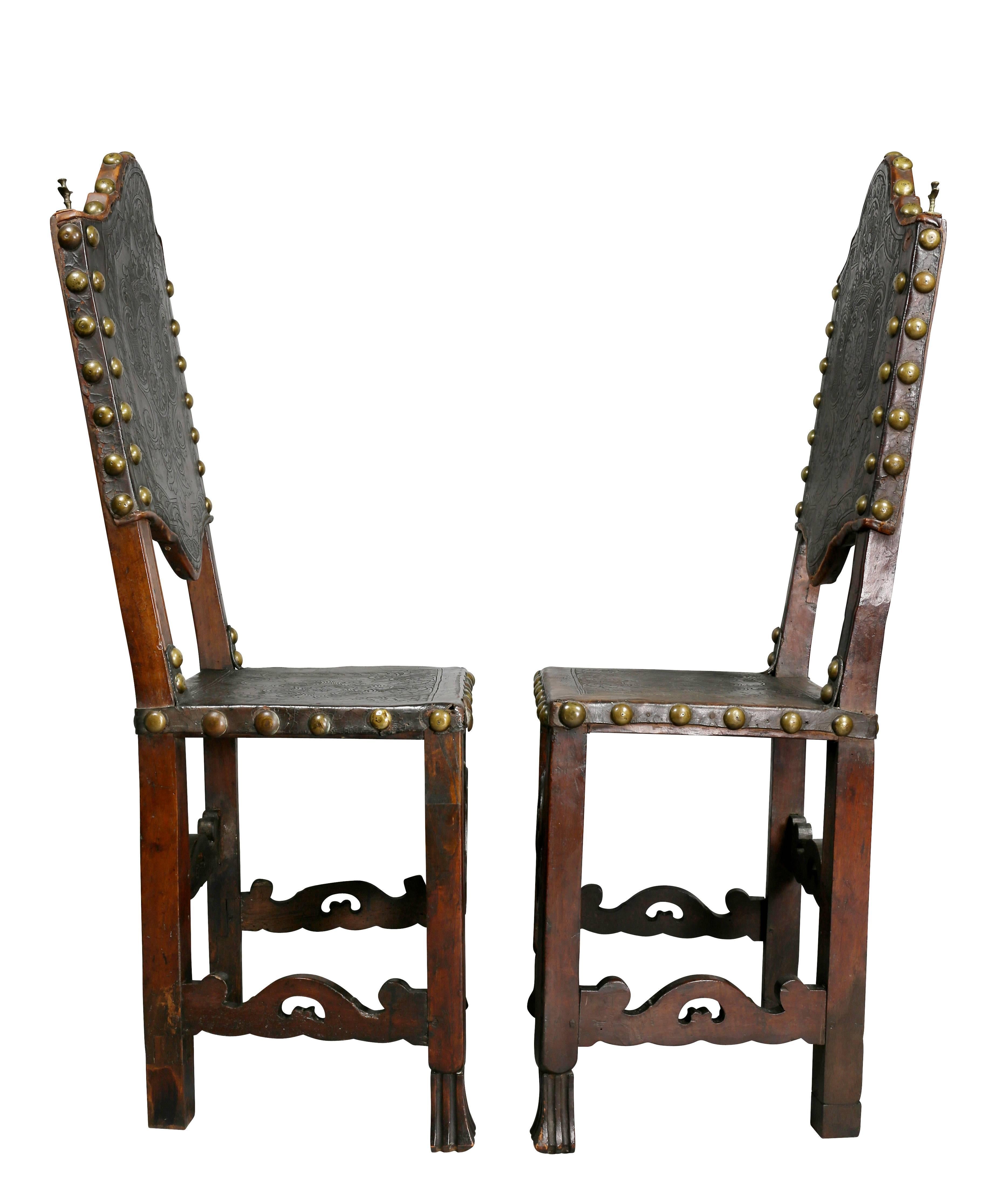 Pair of Portuguese Baroque Walnut Side Chairs 4
