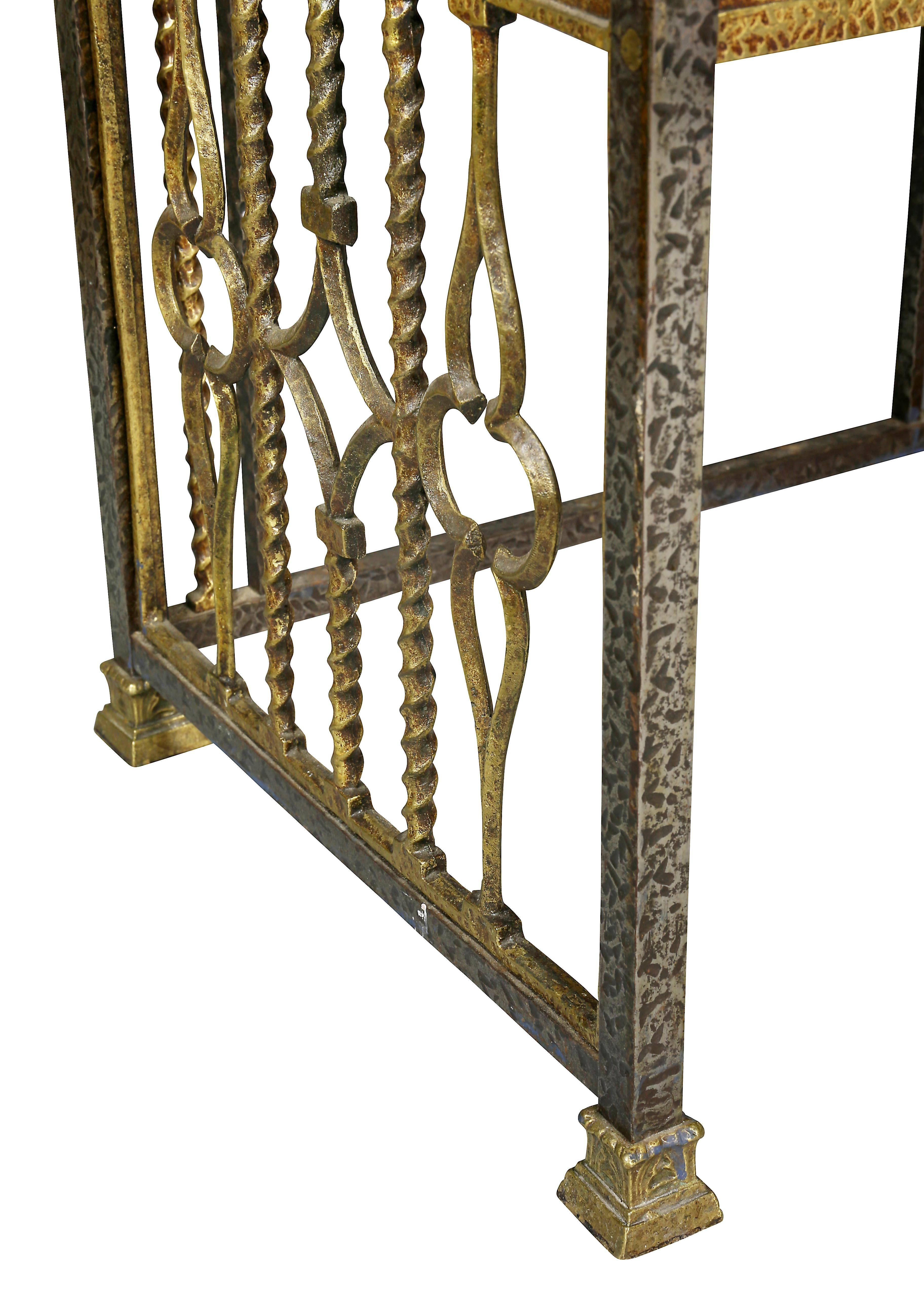 Oscar Bach Wrought Iron and Bronze Hall Chair 1