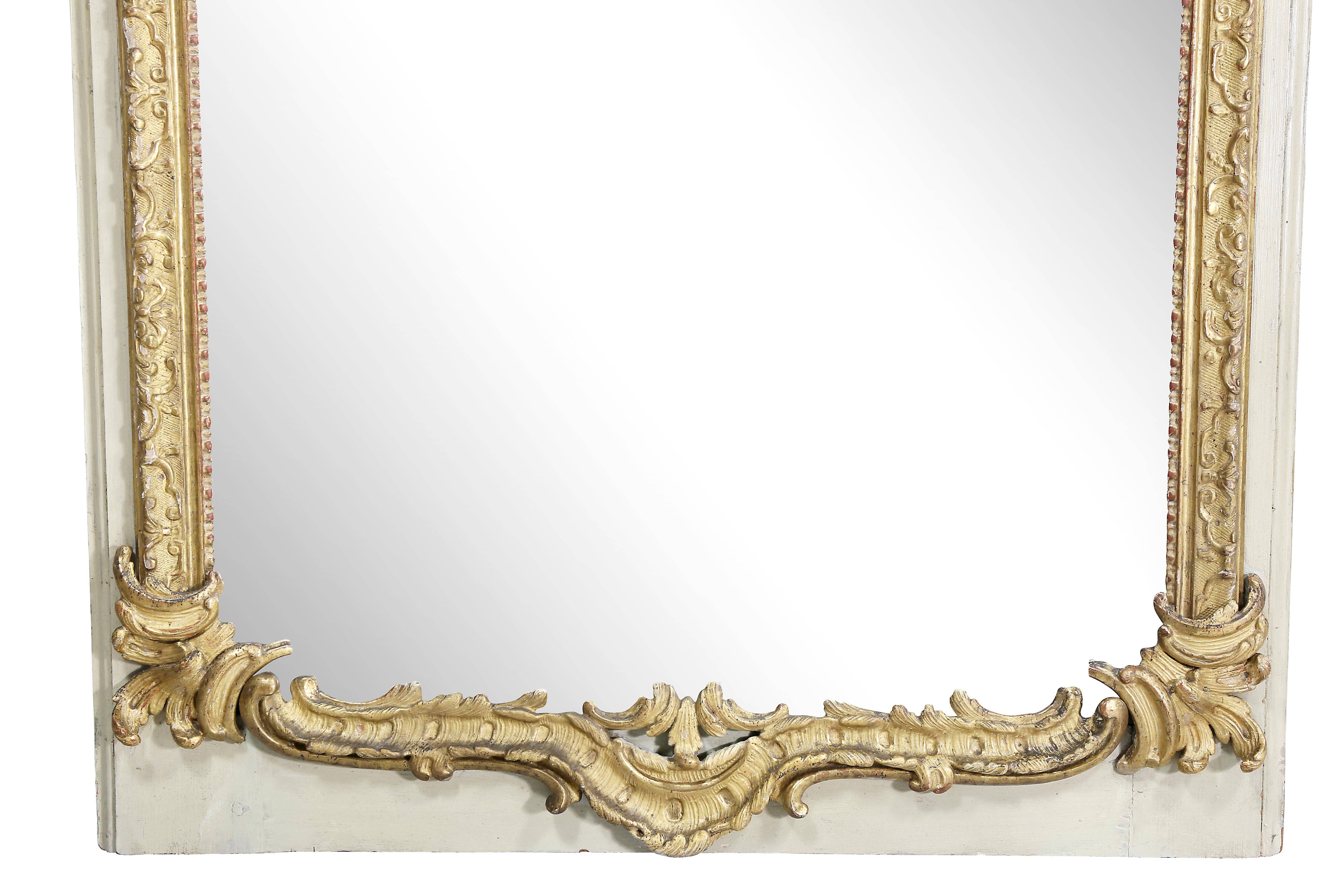 Pair of Louis XV Giltwood and Painted Mirrored Boiserie Panels 2