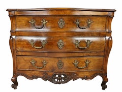 Louis XV Provincial Walnut Bombe Commode