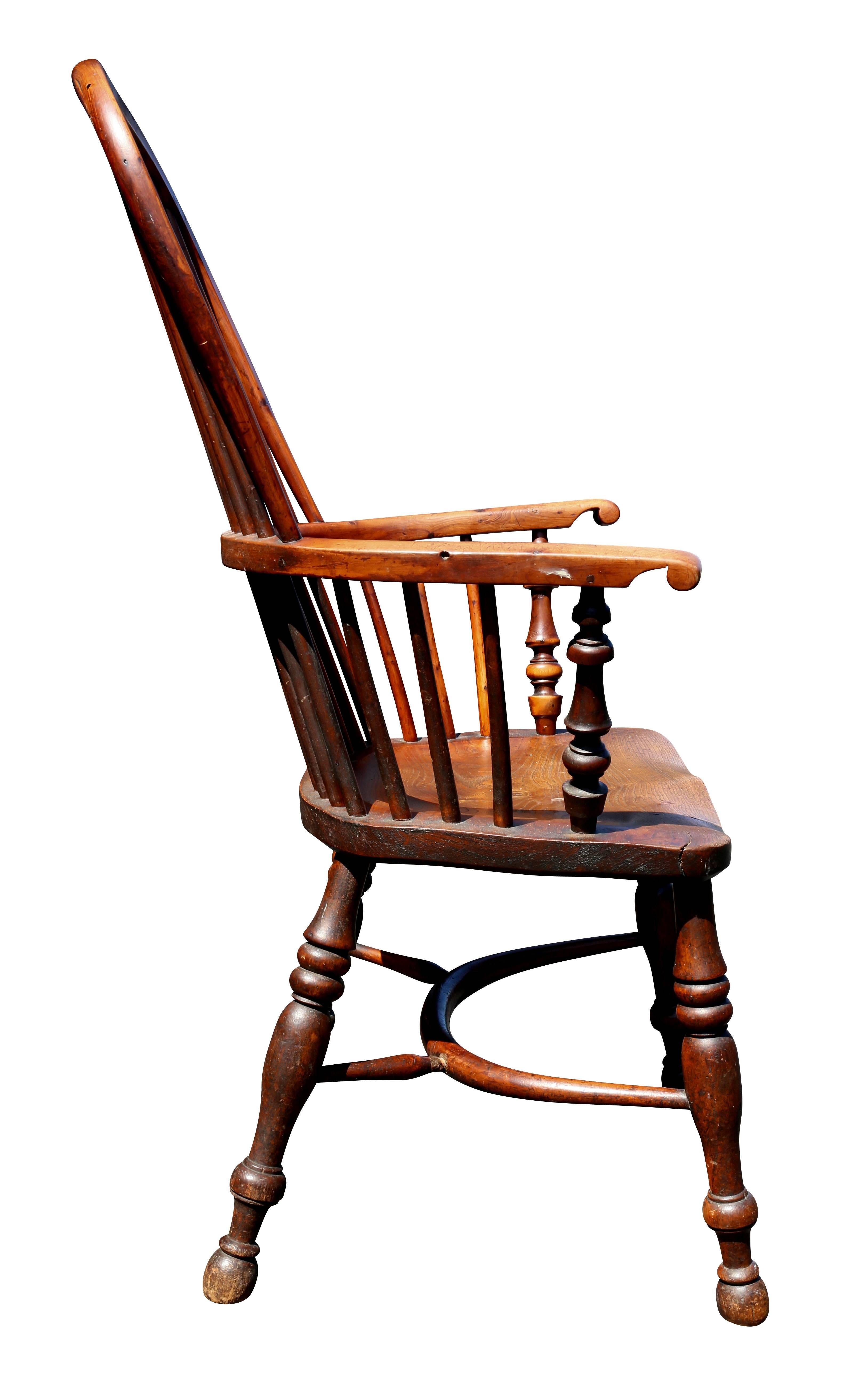 Late Regency Yew Wood Windsor Armchair For Sale 1