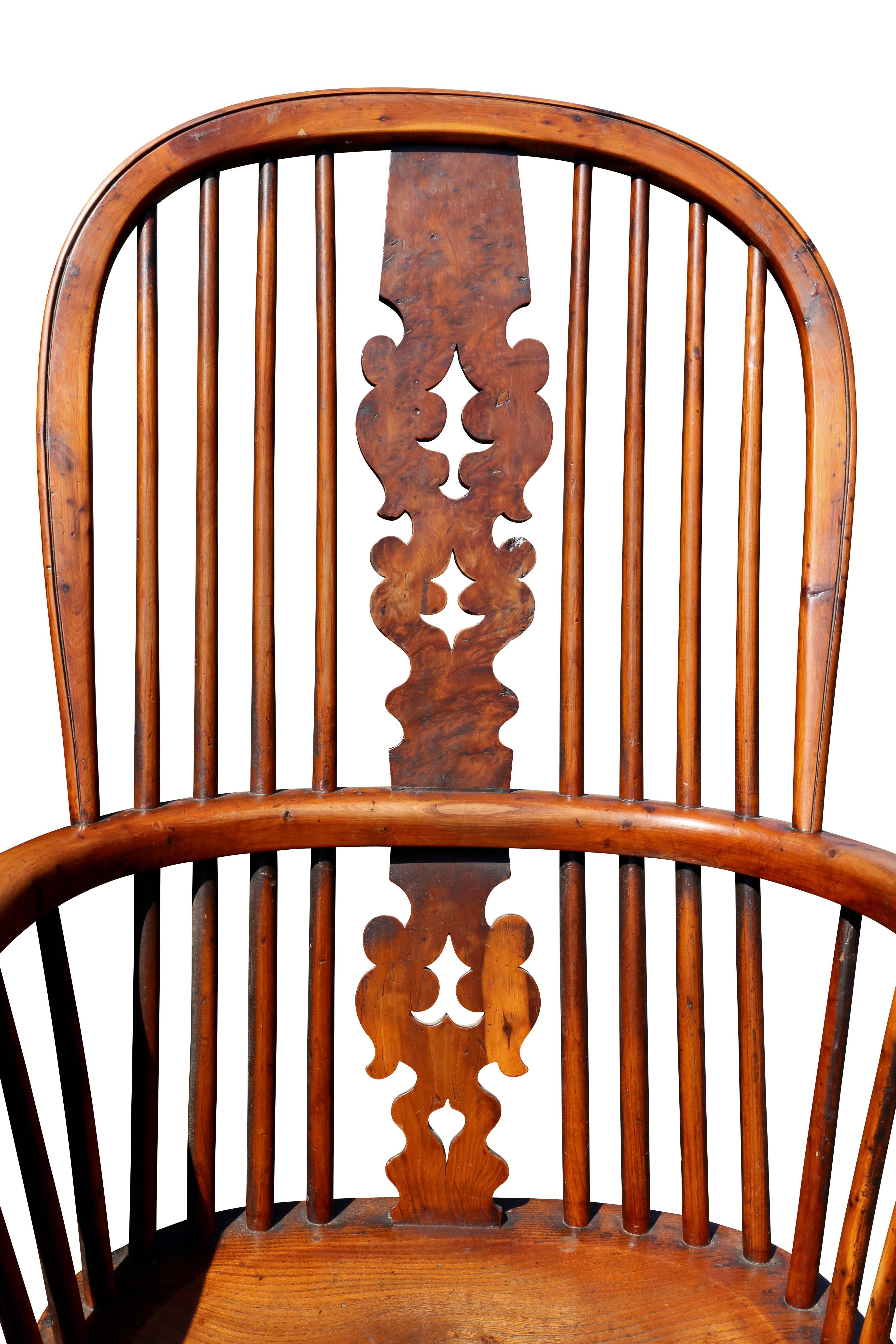 English Late Regency Yew Wood Windsor Armchair For Sale
