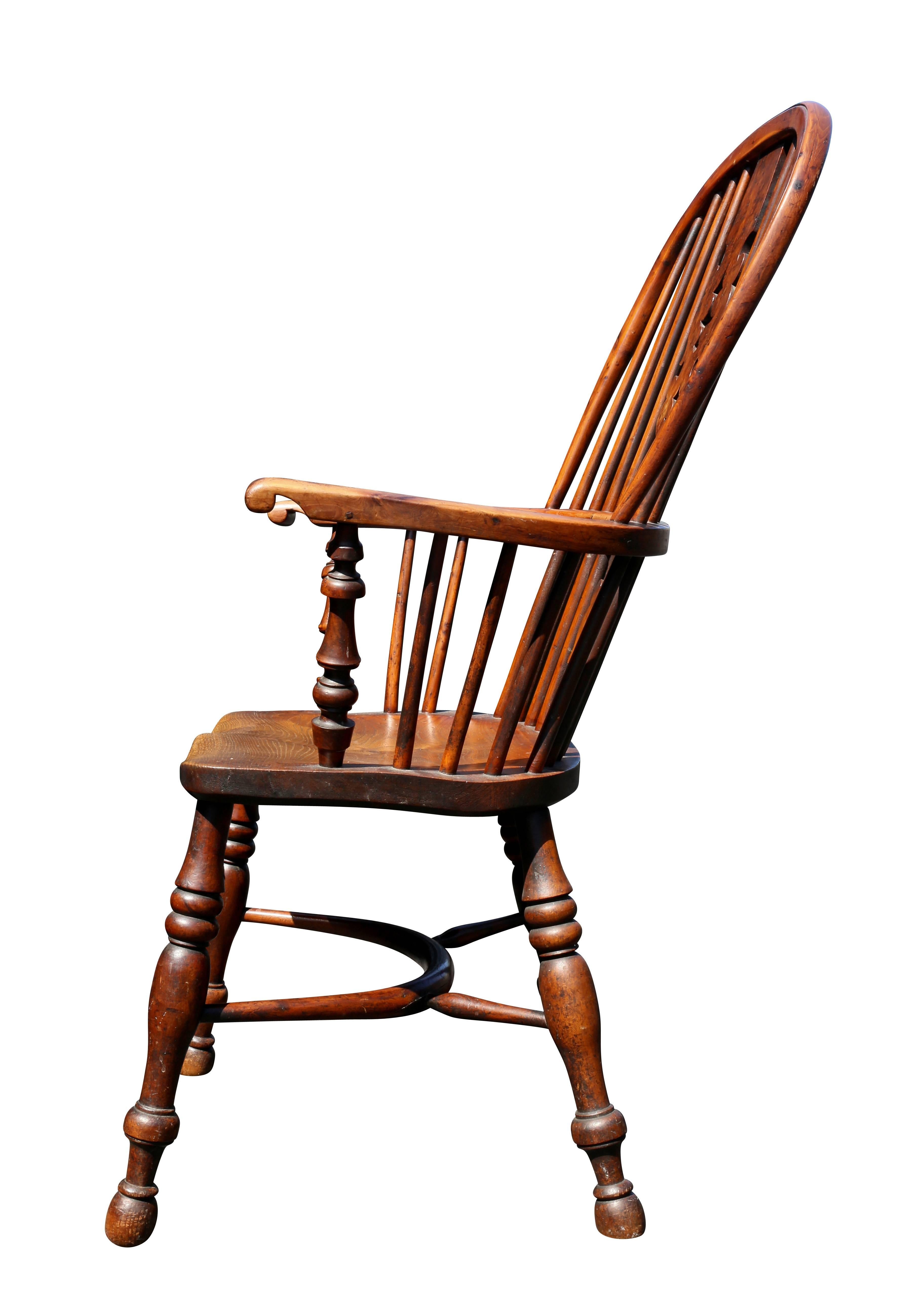Late Regency Yew Wood Windsor Armchair For Sale 2