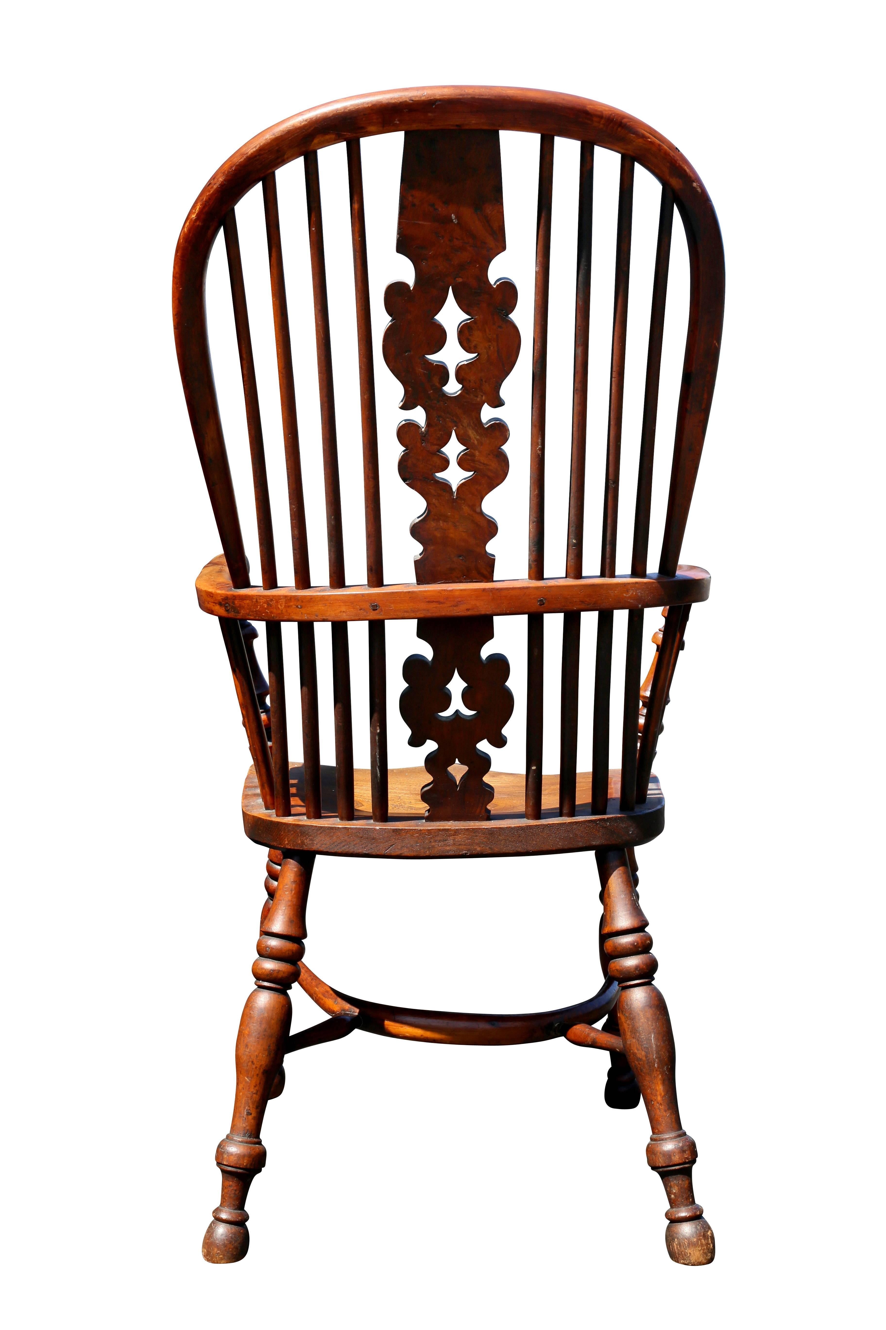 Late Regency Yew Wood Windsor Armchair For Sale 3