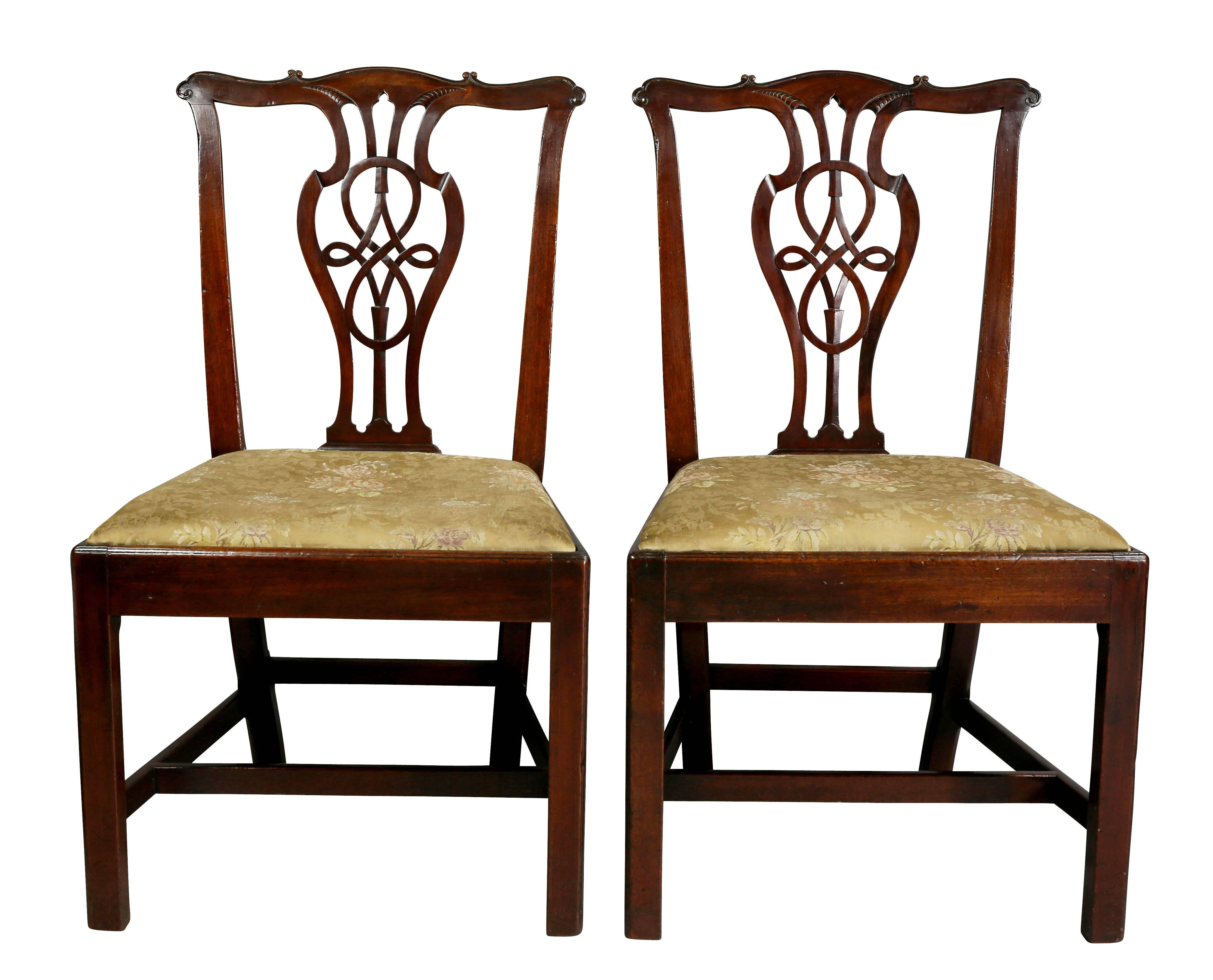 English Pair of George III Mahogany Side Chairs