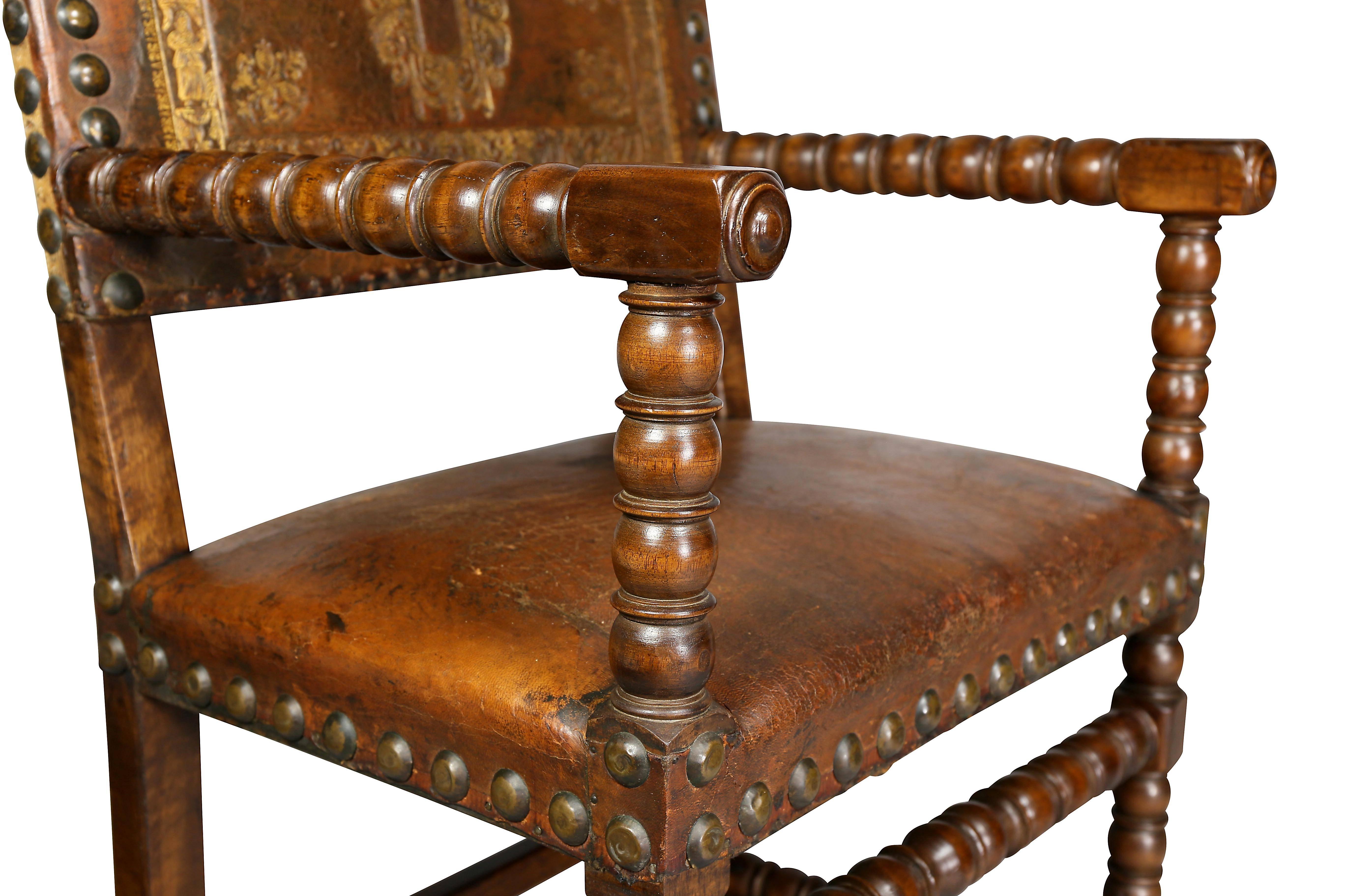 Flemish Baroque Walnut Armchair In Good Condition In Essex, MA