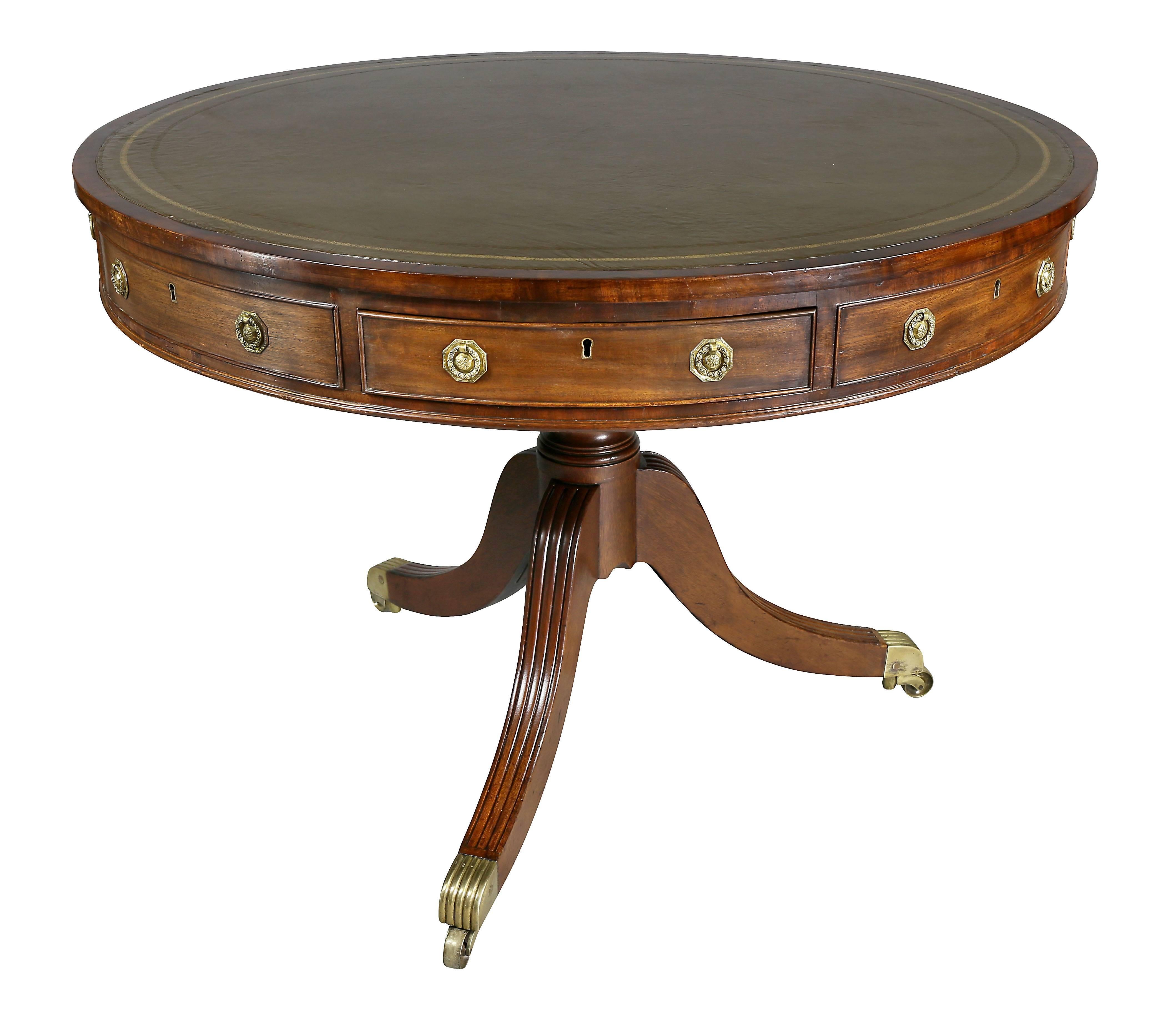 Regency Style Mahogany Drum Table 1