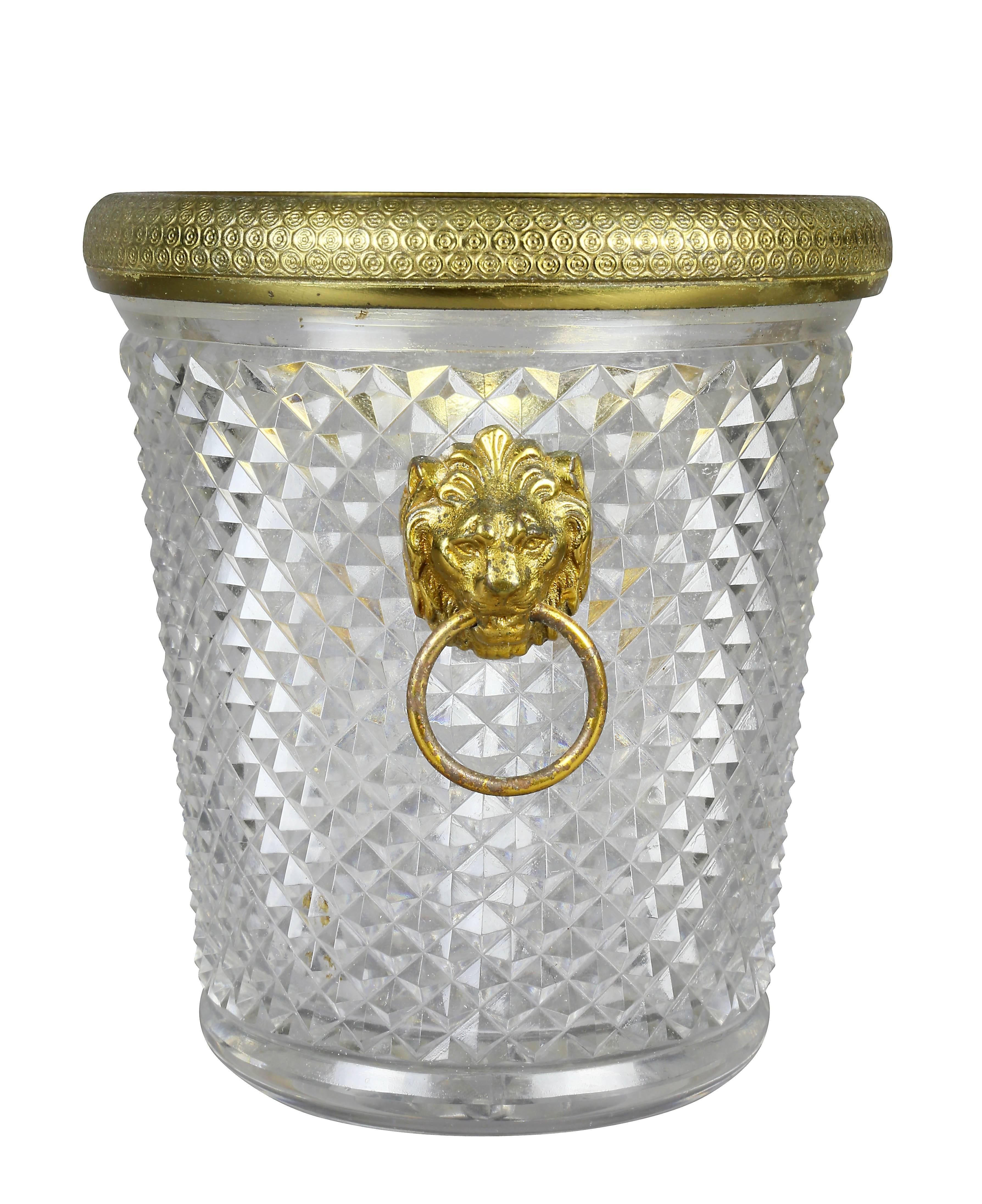 Charles X French Cut Crystal Bottle Holder or Ice Pail For Sale