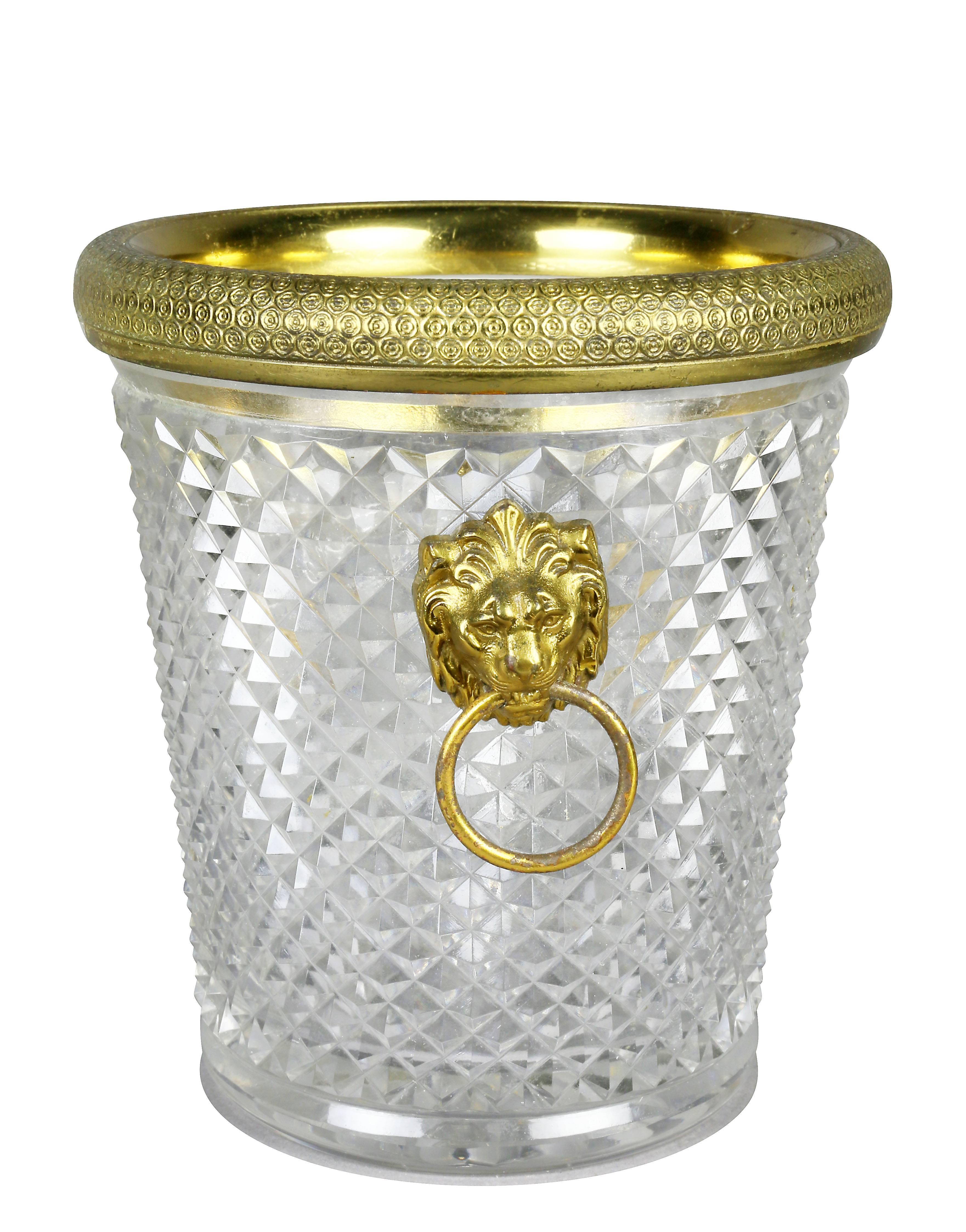 Mid-19th Century French Cut Crystal Bottle Holder or Ice Pail For Sale