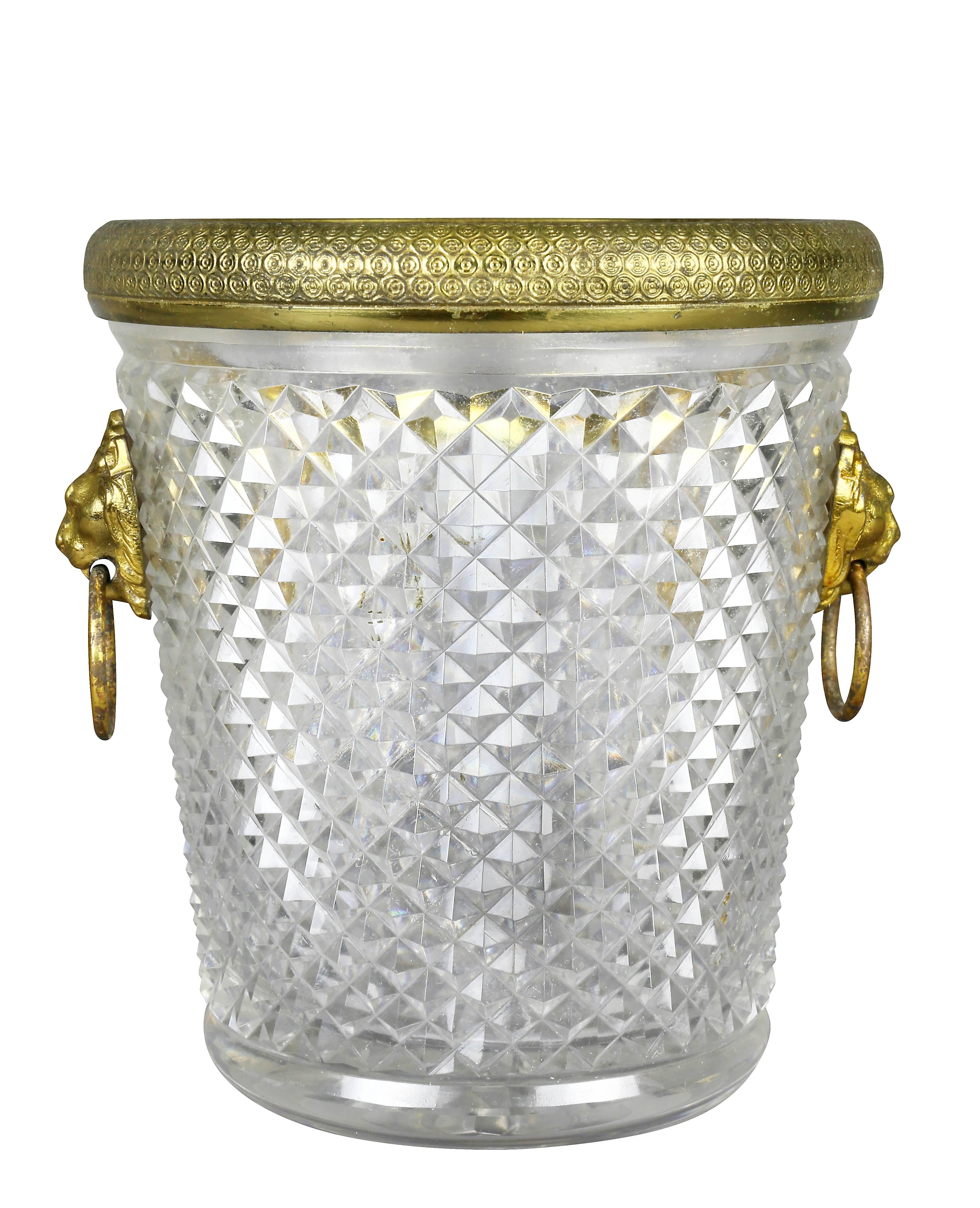 Other French Cut Crystal Bottle Holder or Ice Pail For Sale