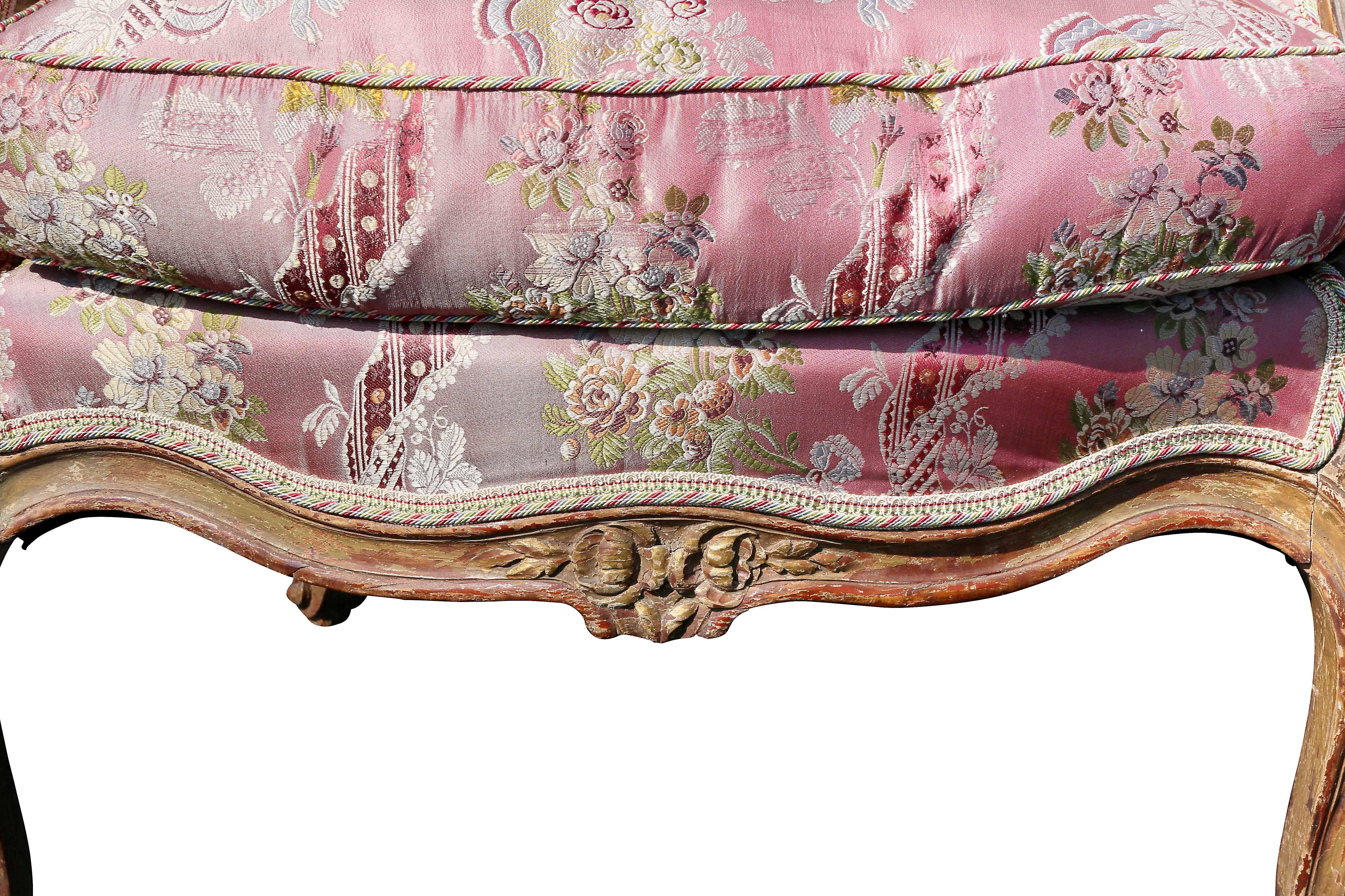 Other Louis XV Style Walnut and Painted Bergere Chair